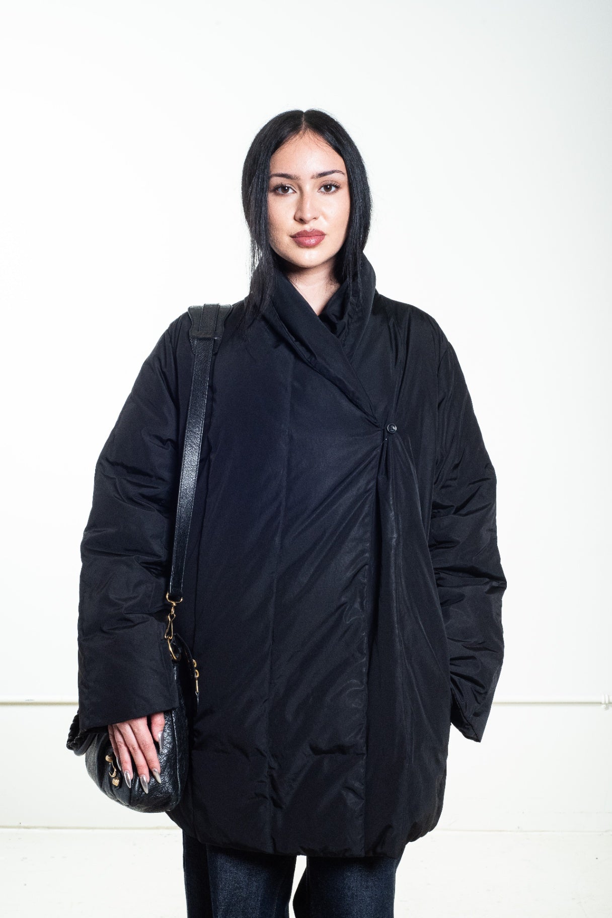 Black Asymmetrical Puffer Jacket