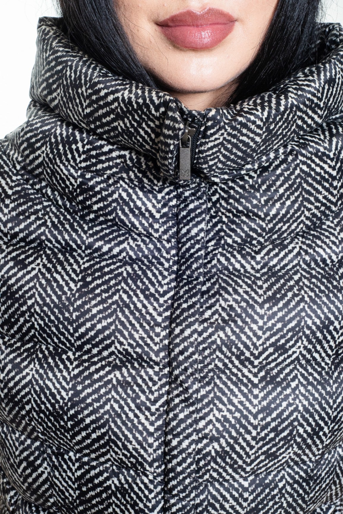 Black & White Herringbone Puffer Jacket