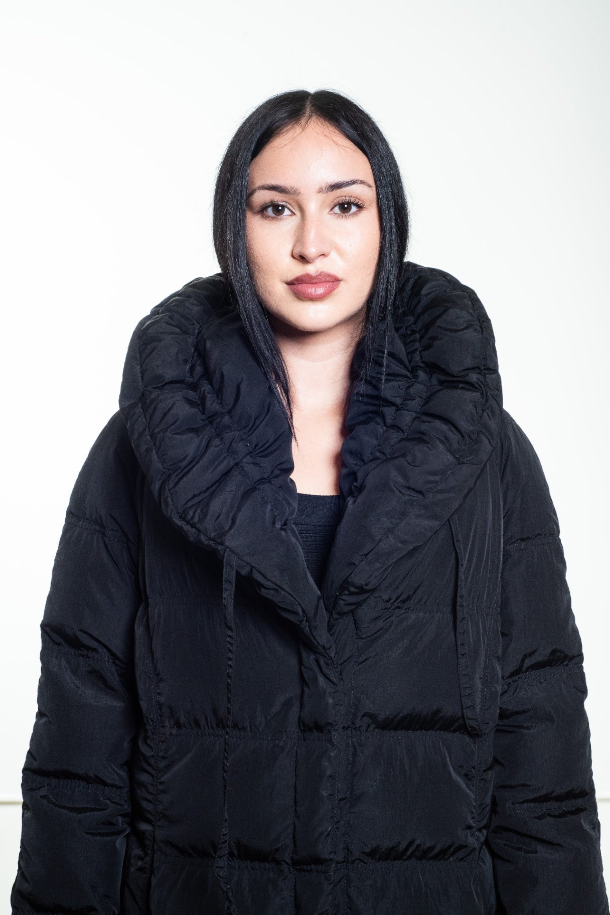 Black Long Quilted Down Coat