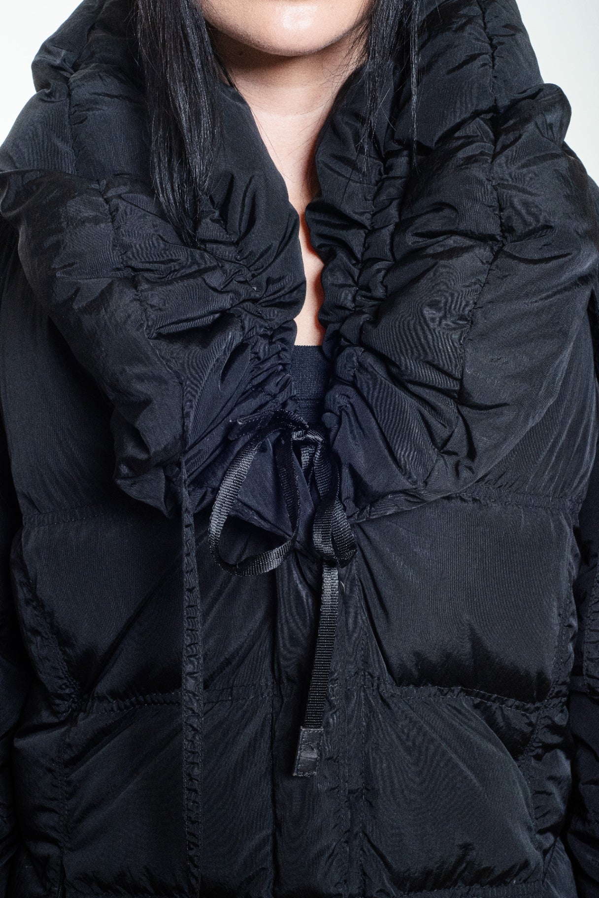 Black Long Quilted Down Coat