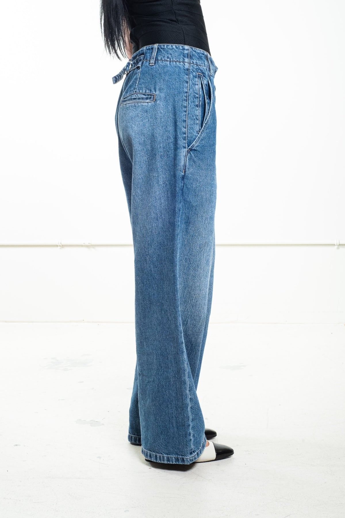 Blue High Waisted Wide Leg Jeans
