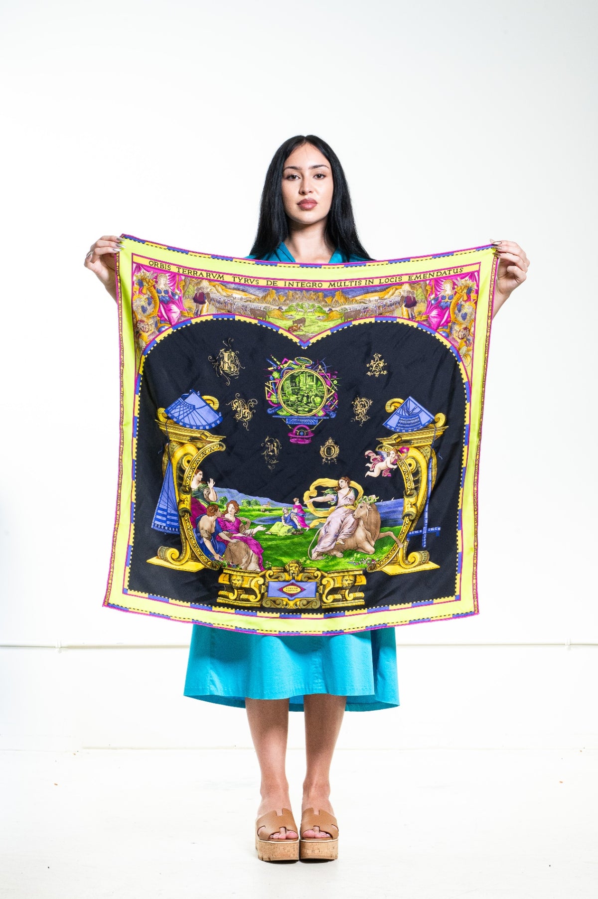 Vintage Multicolour 1993 'Europa' Silk Scarf