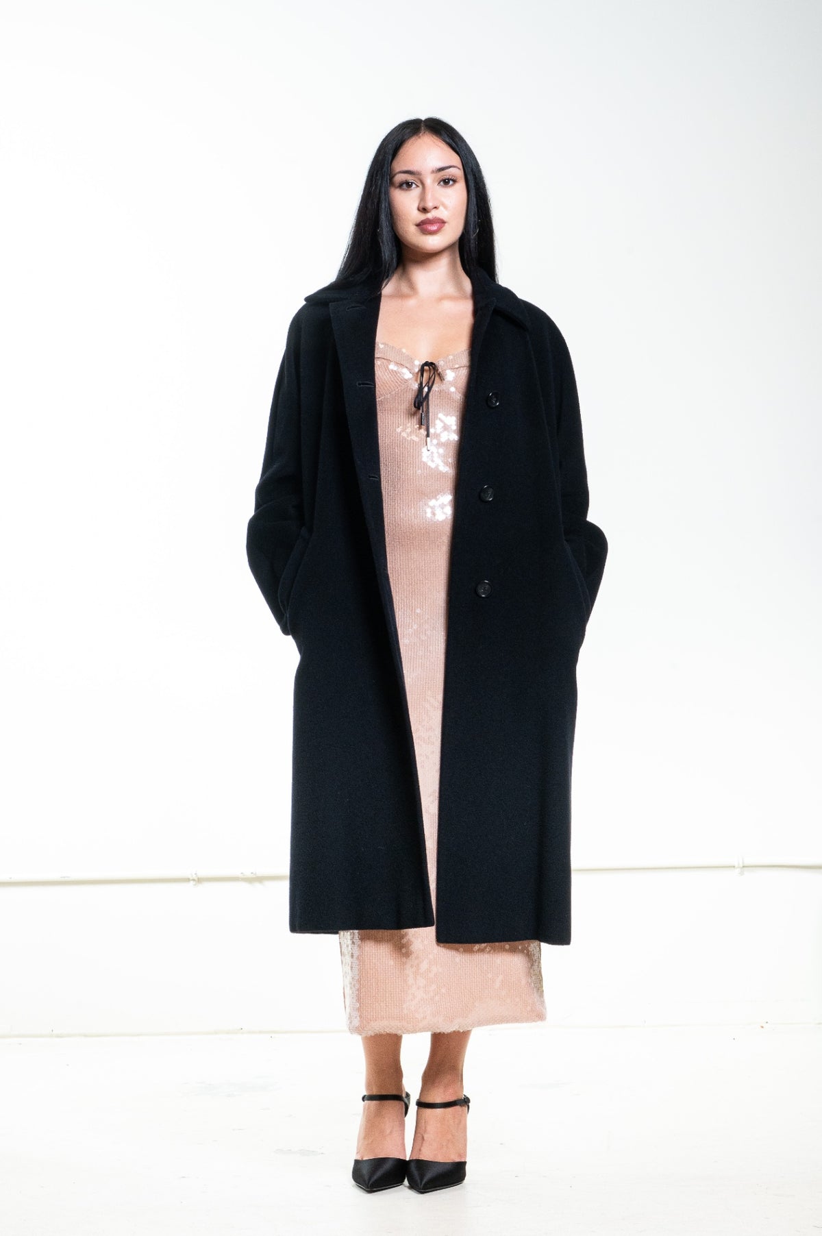 Black Oversized Wool Coat