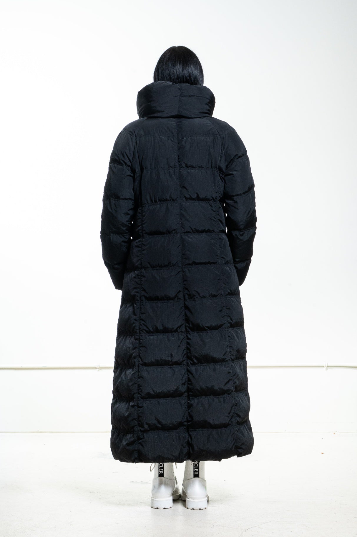 Black Long Quilted Down Coat