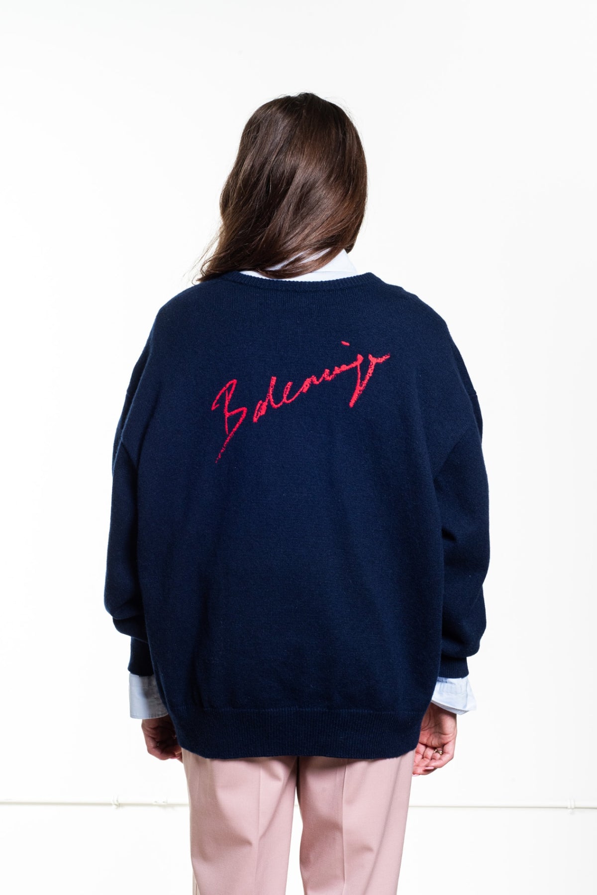 Navy Blue Signature V Neck Sweater