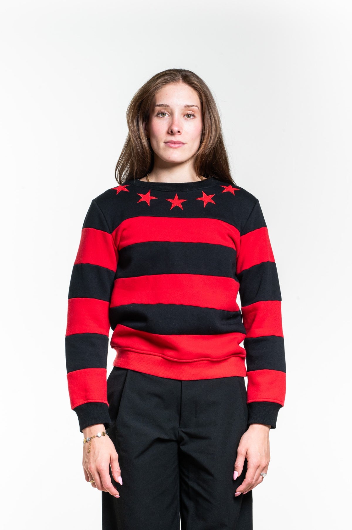 Black and Red Stripes Crewneck Sweater