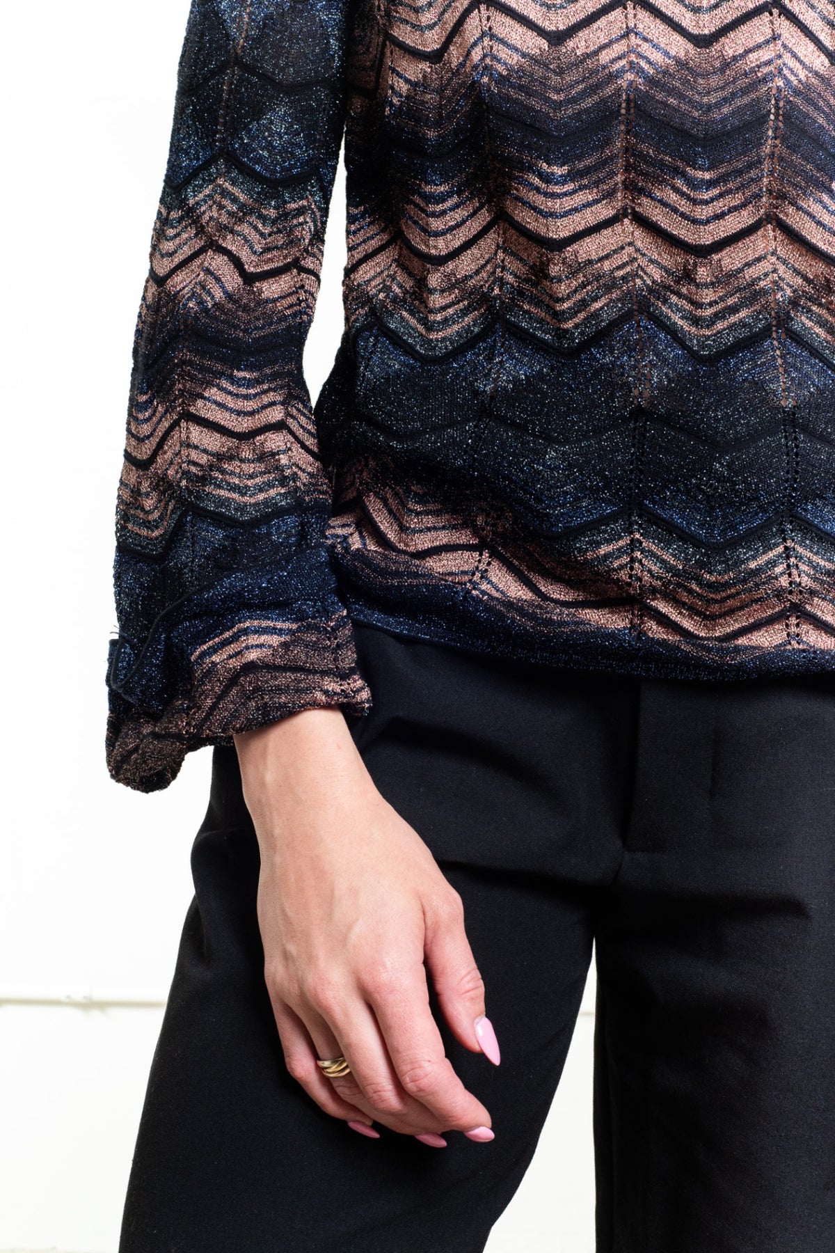 Blue Brown Zig Zag Sweater