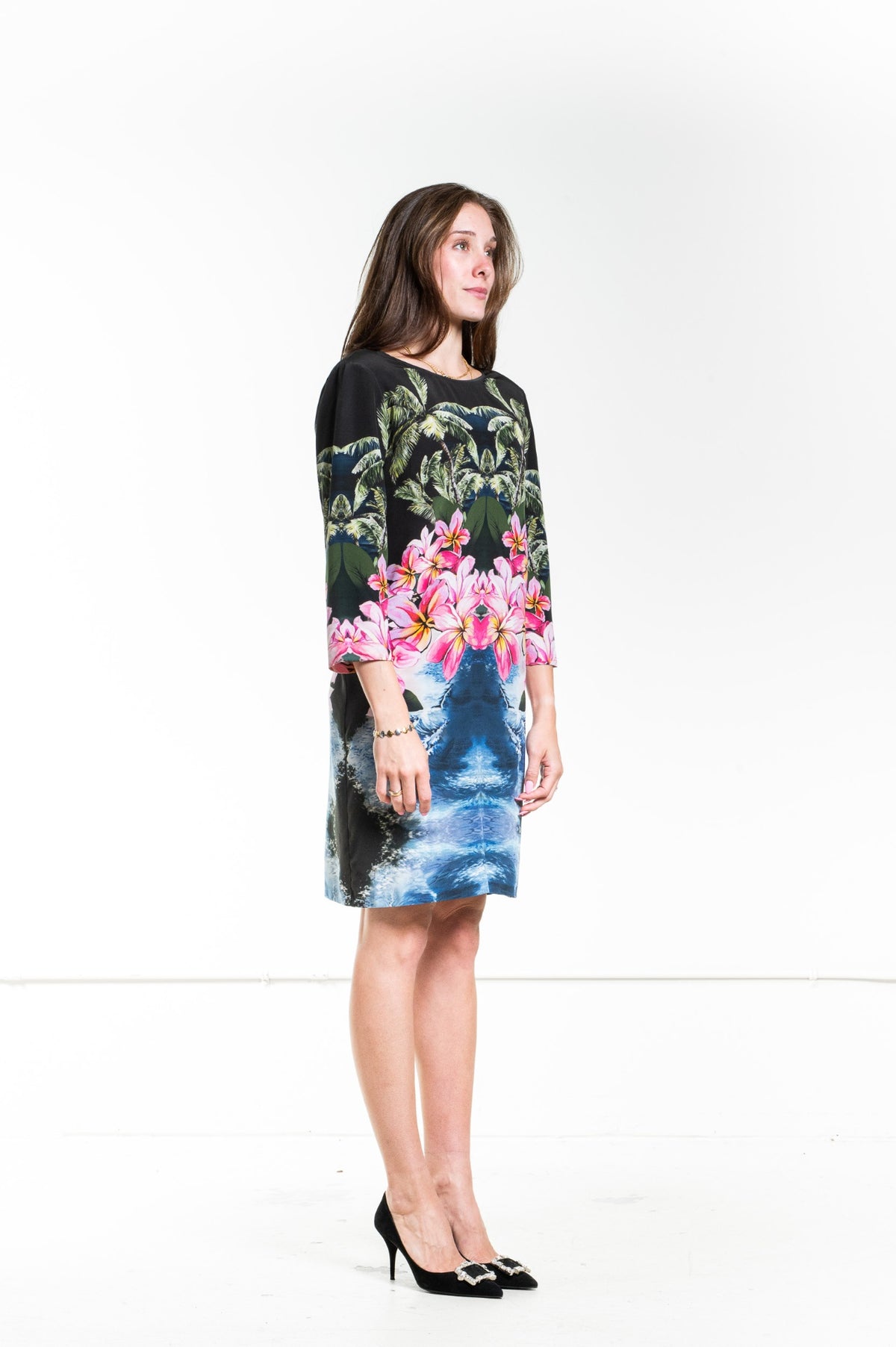Hawaii Print Silk Dress