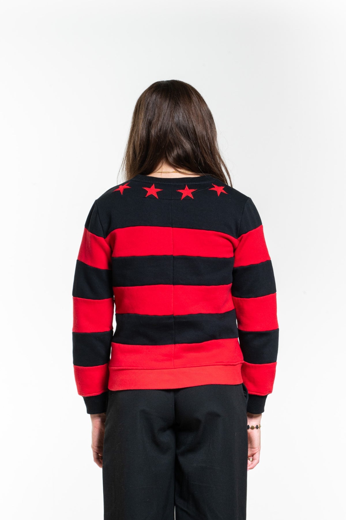 Black and Red Stripes Crewneck Sweater