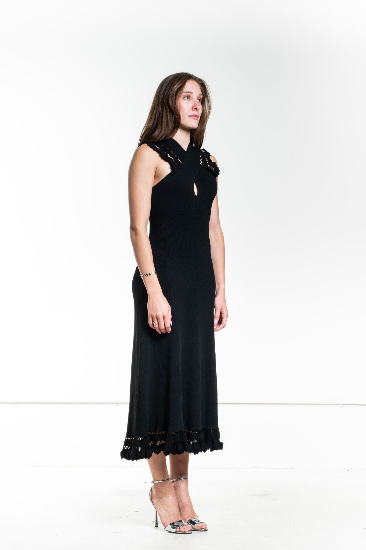 Black Rib Knit Fiora Dress