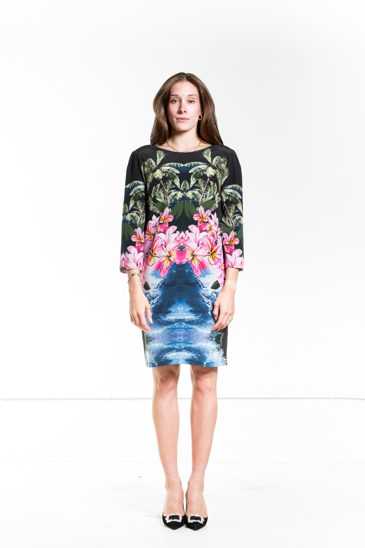Hawaii Print Silk Dress