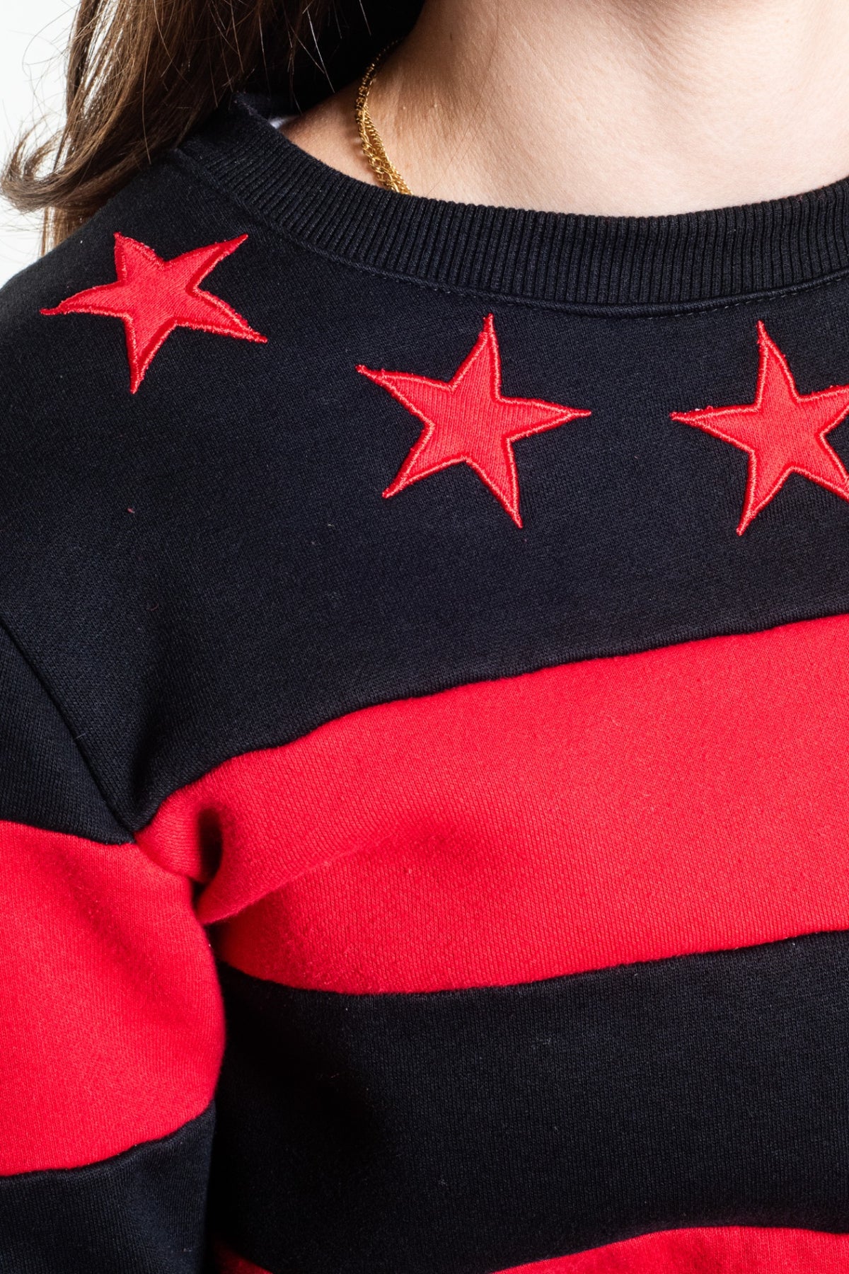 Black and Red Stripes Crewneck Sweater