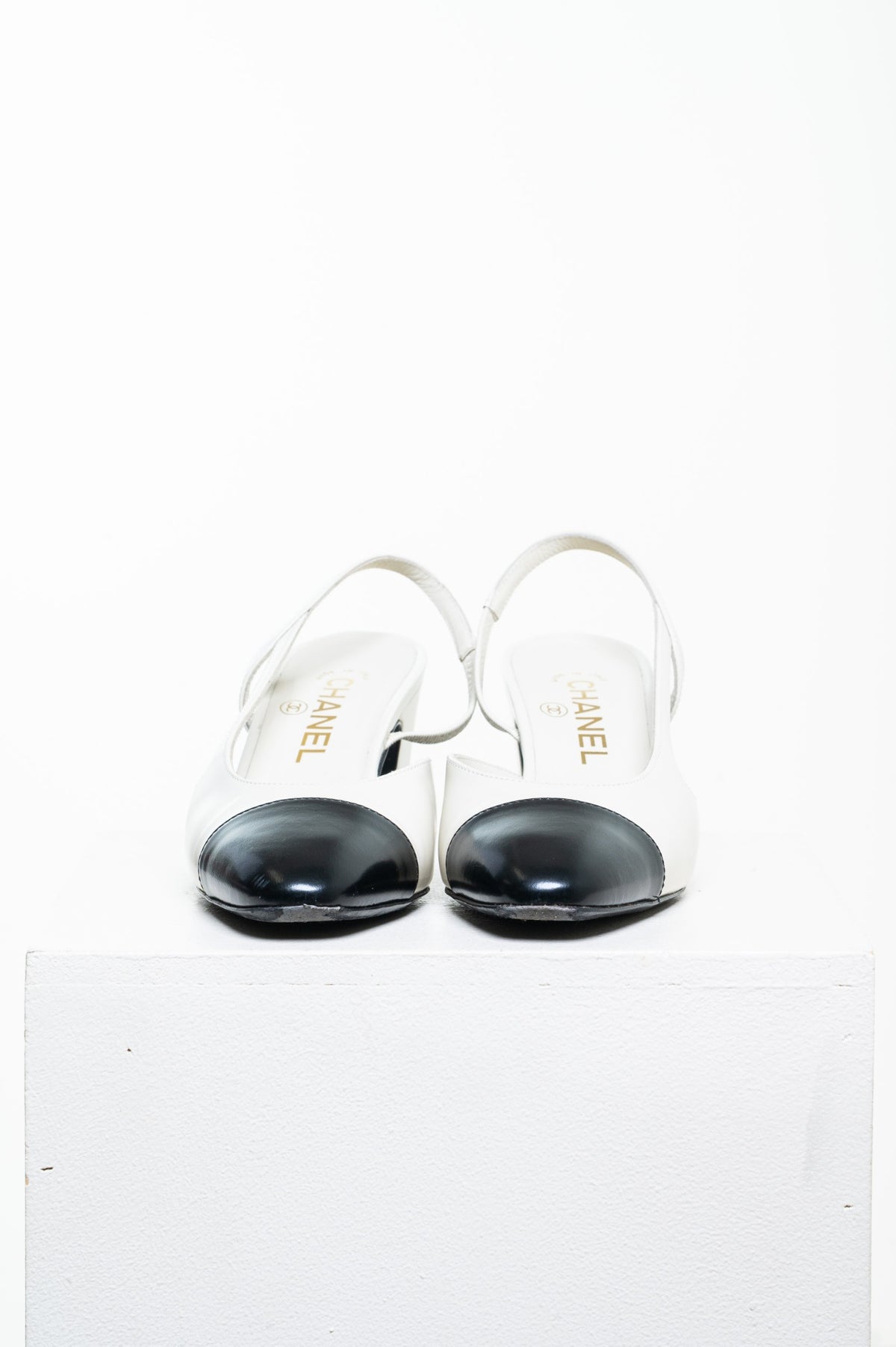 Black & White Slingback Low Heel