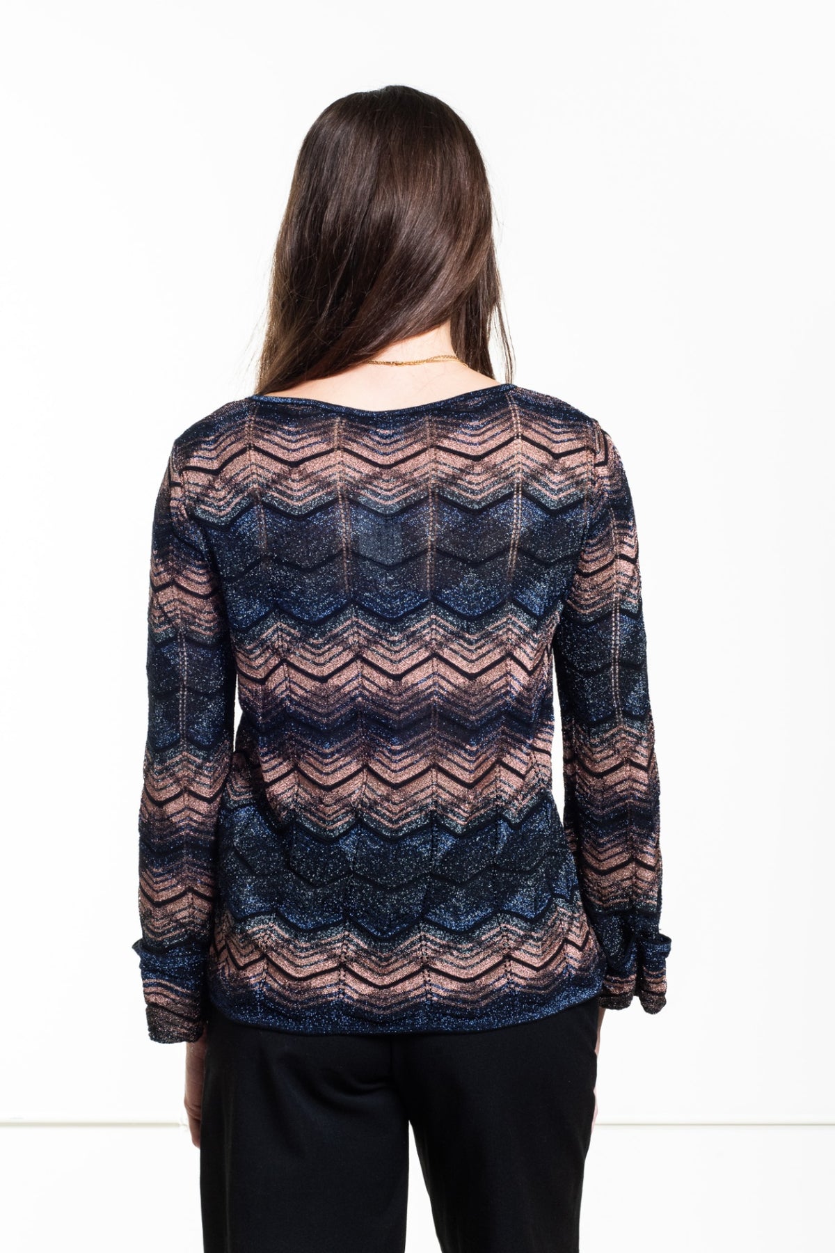 Blue Brown Zig Zag Sweater