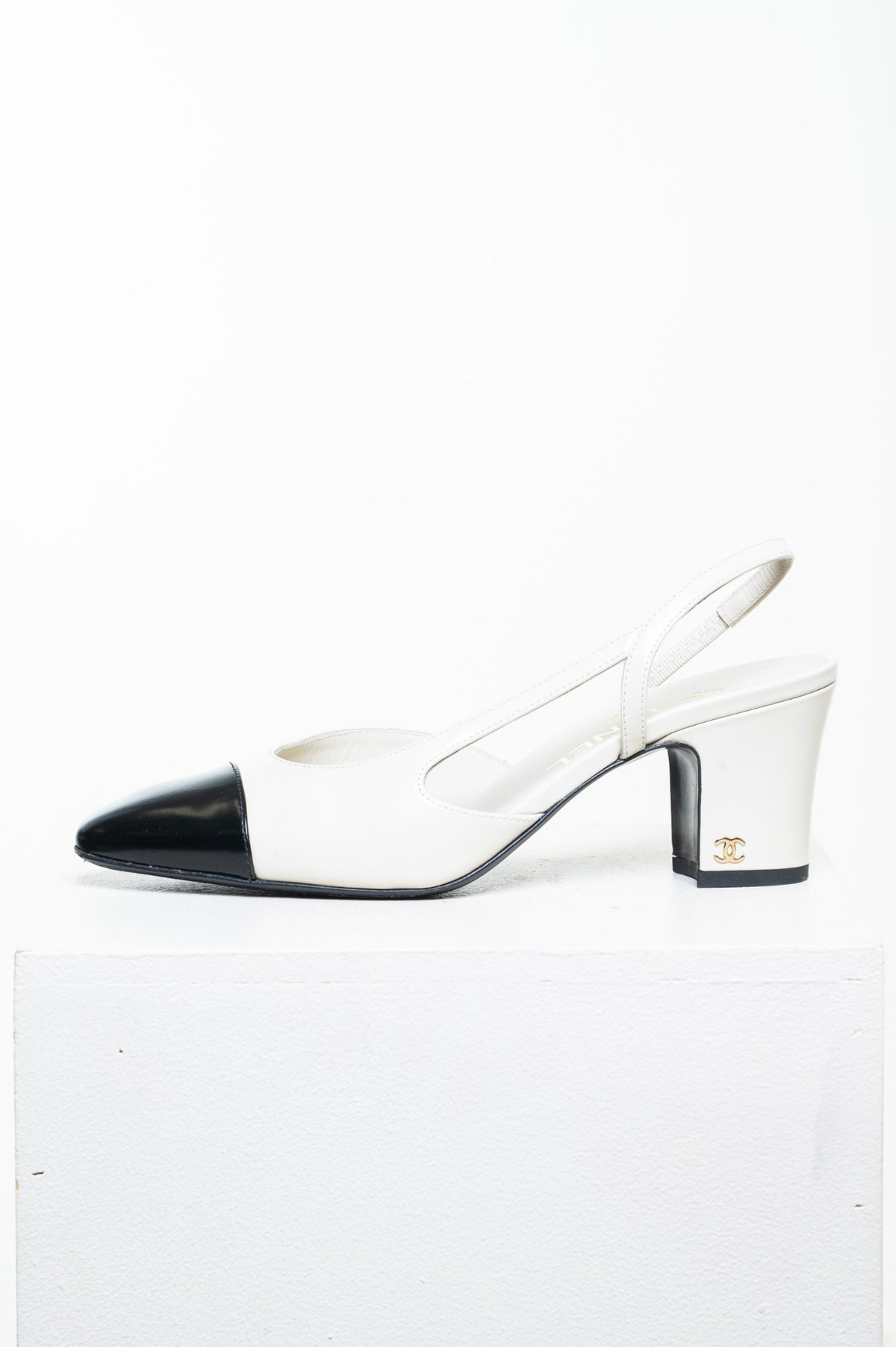 Black & White Slingback Low Heel
