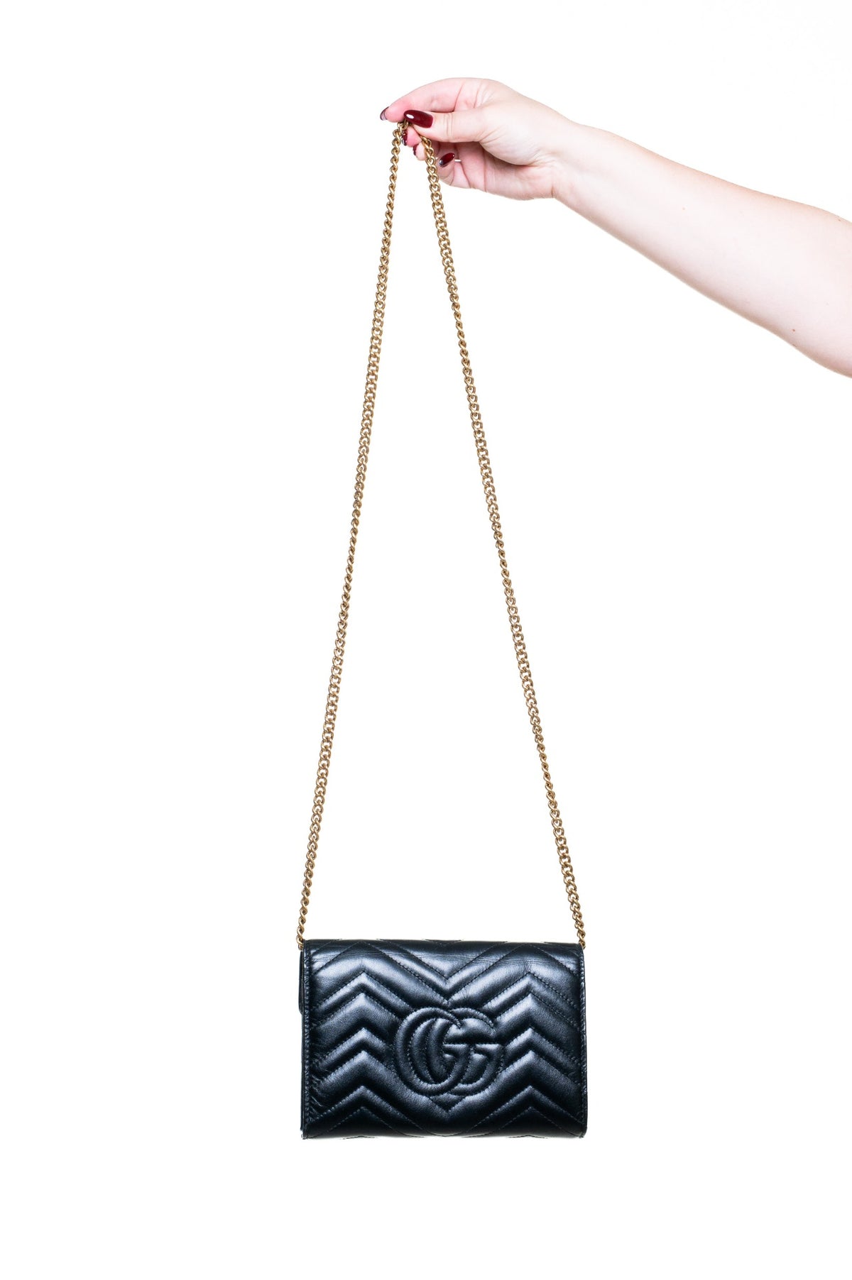 Black GG Marmont Wallet on Chain