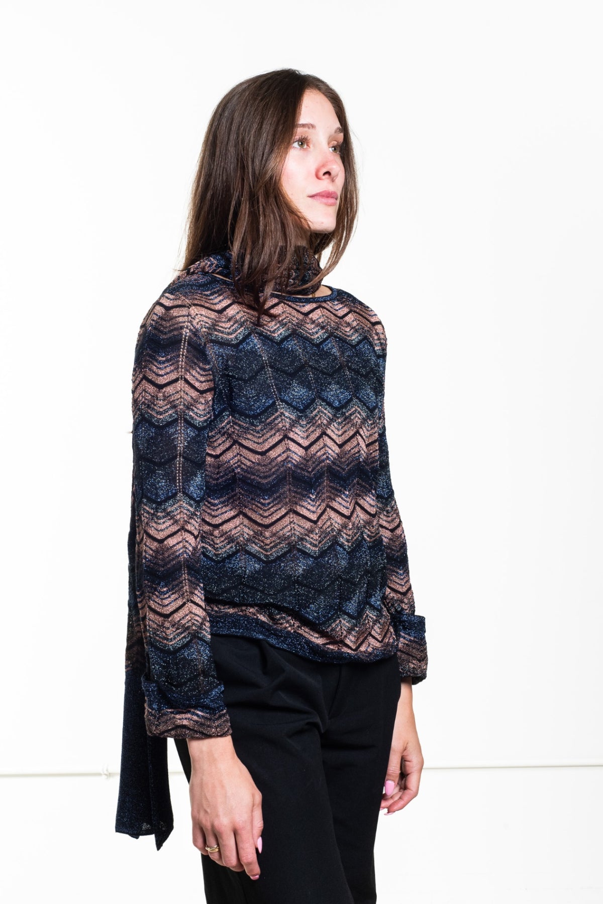 Blue Brown Zig Zag Sweater