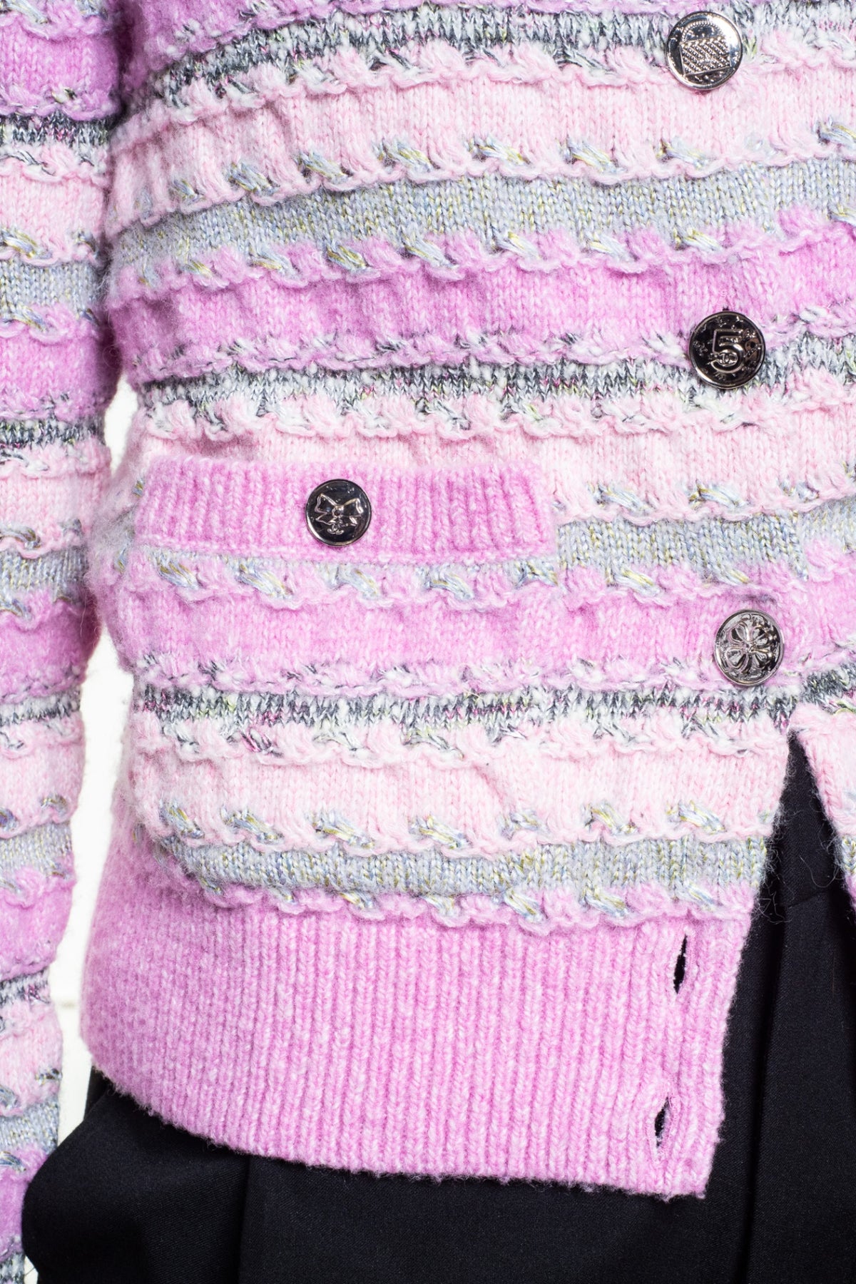 Pink Striped Knit Cardigan