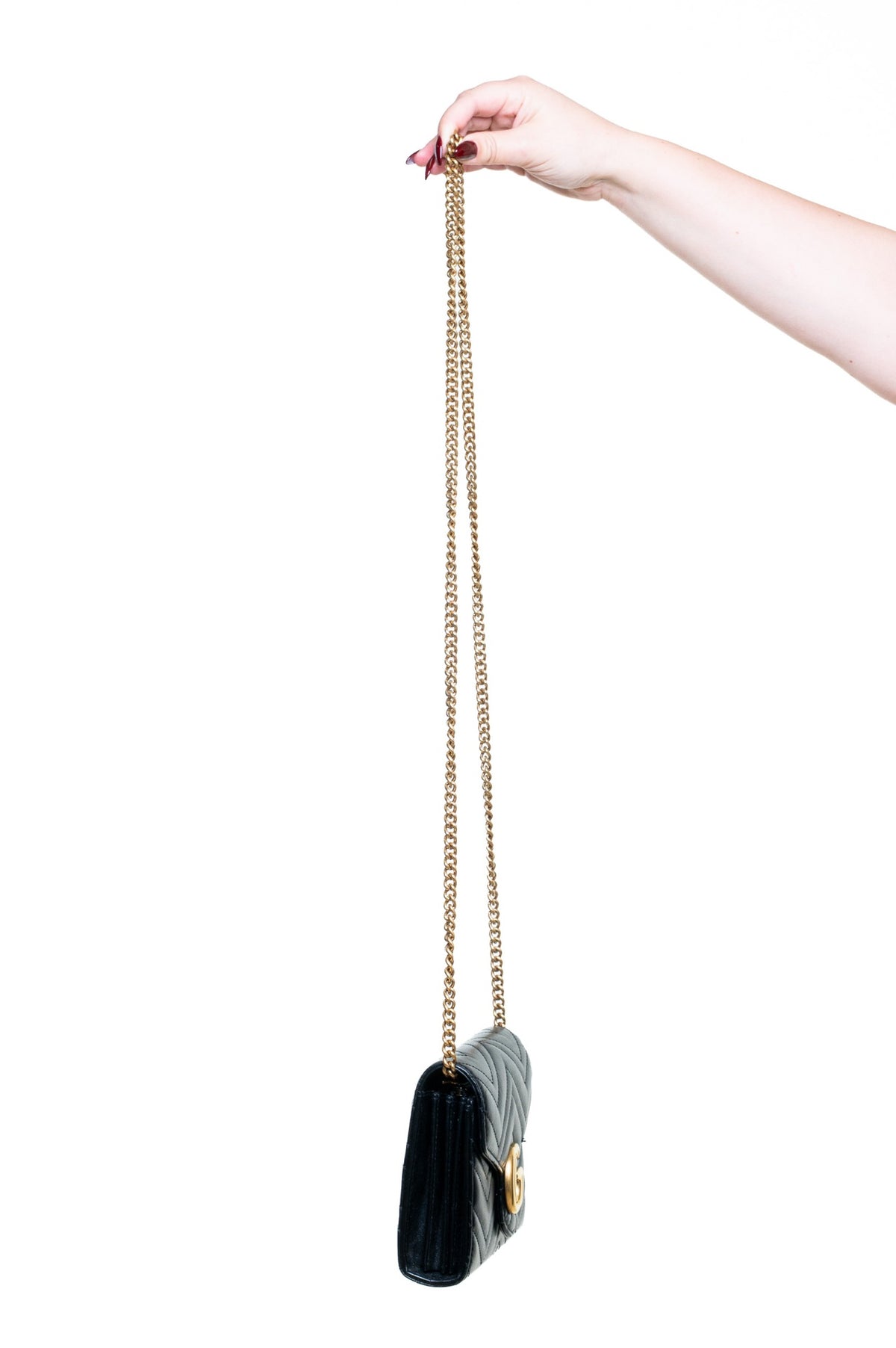 Black GG Marmont Wallet on Chain