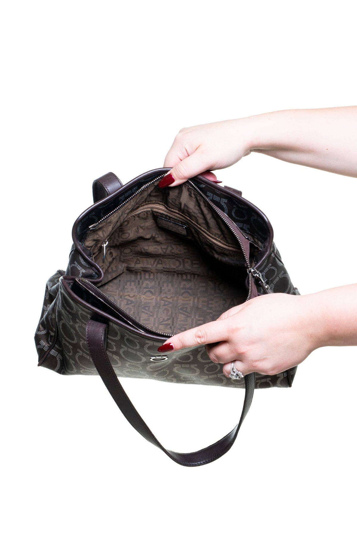 Brown Gancini Shoulder Bag