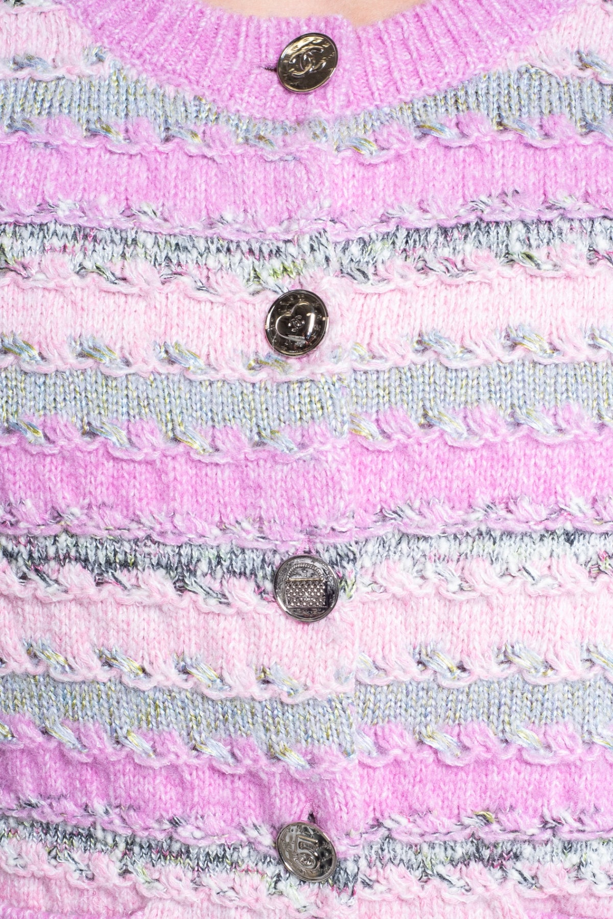 Pink Striped Knit Cardigan
