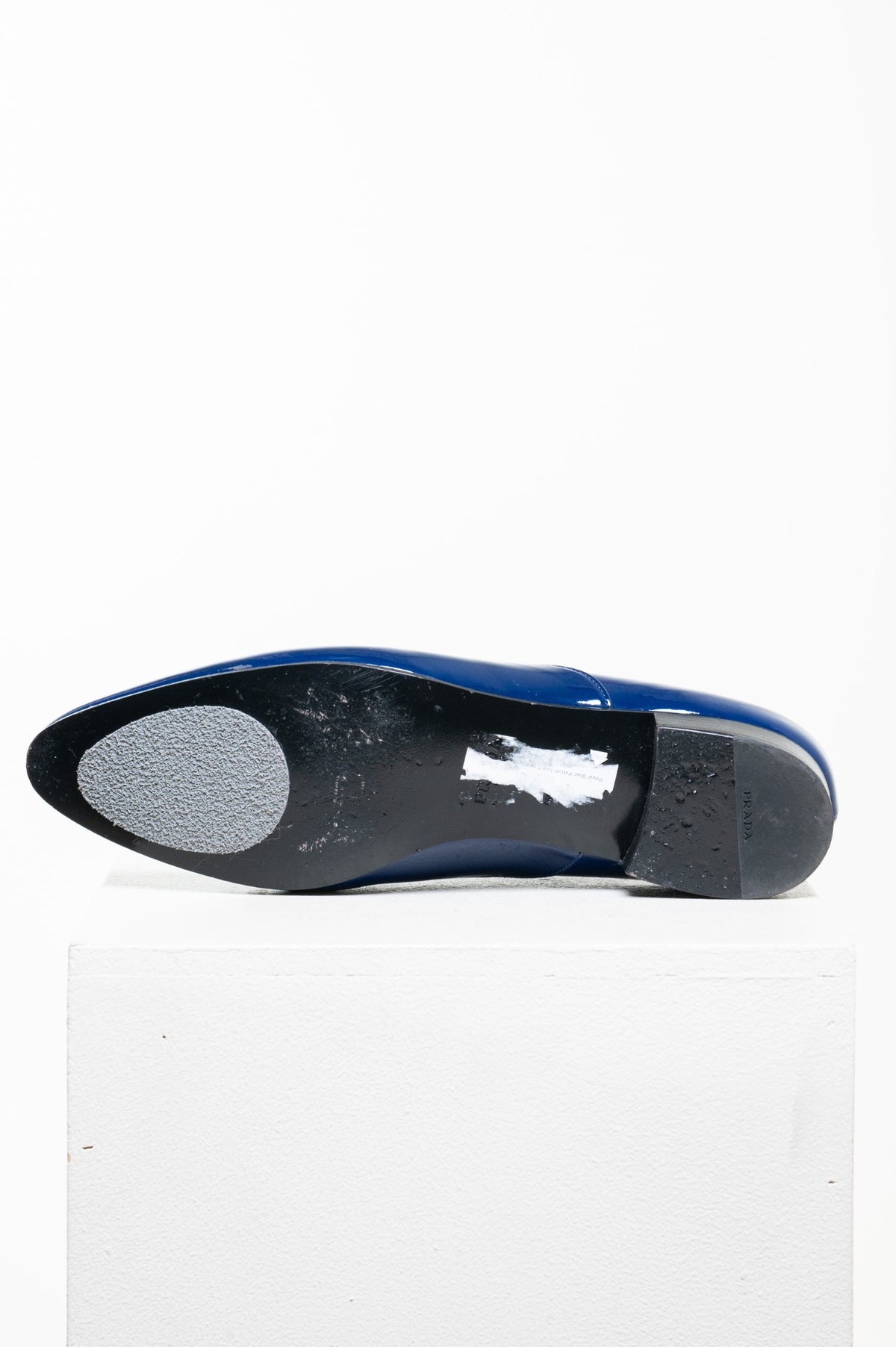 Blue Patent Leather Pointed Toe Oxford Loafers