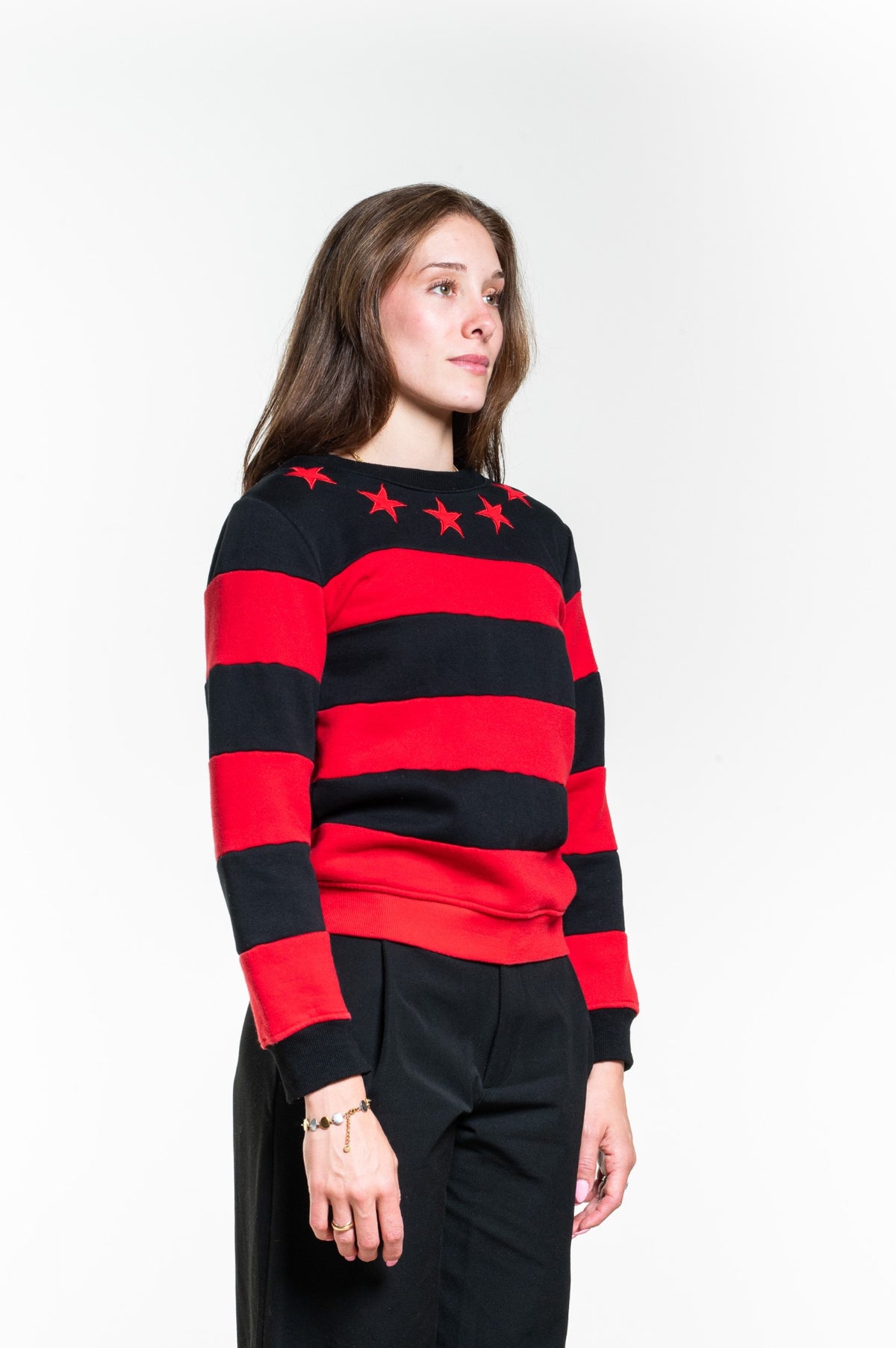 Black and Red Stripes Crewneck Sweater