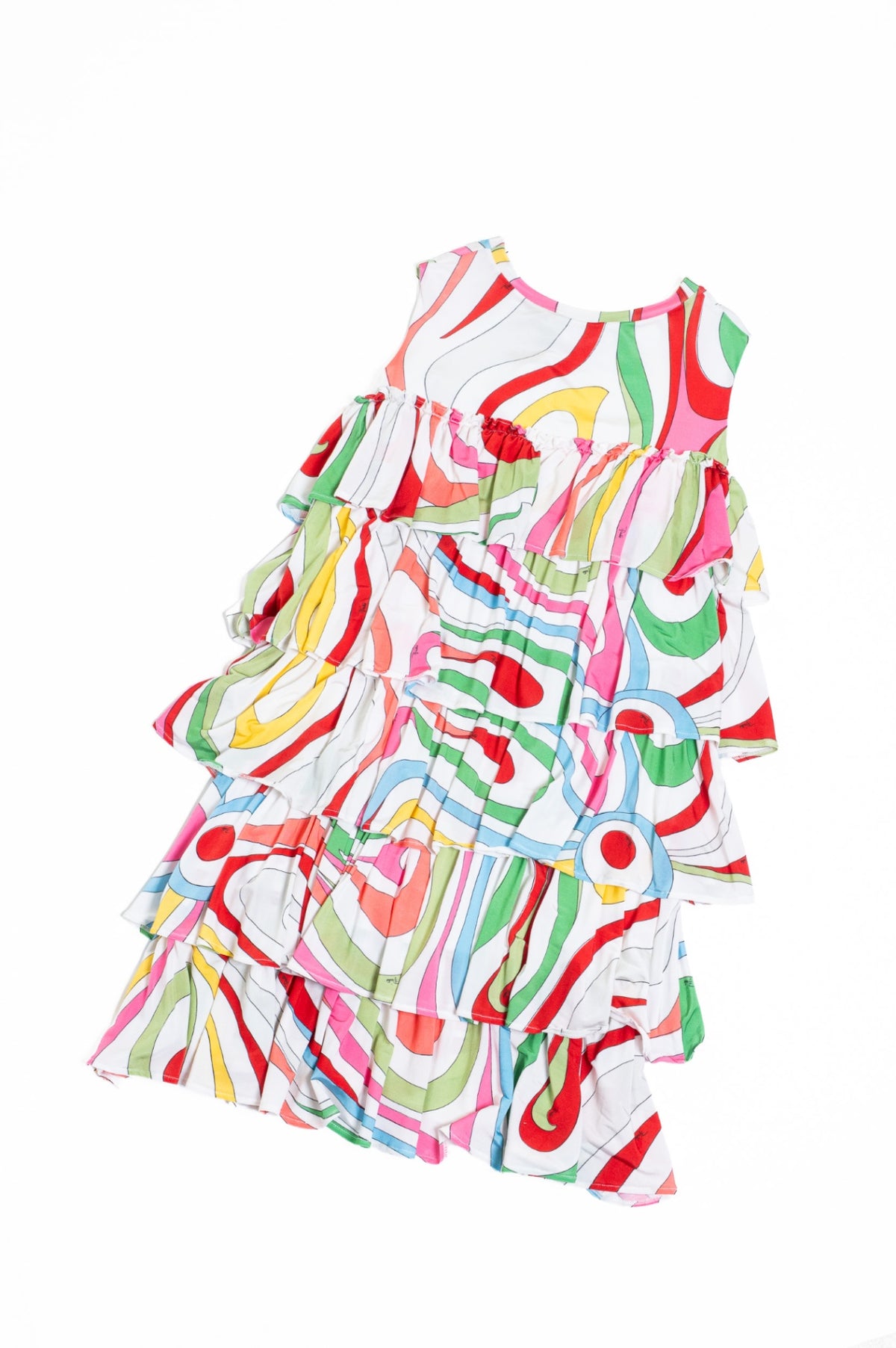 Girls Multicolour Ruffle Tiered Dress