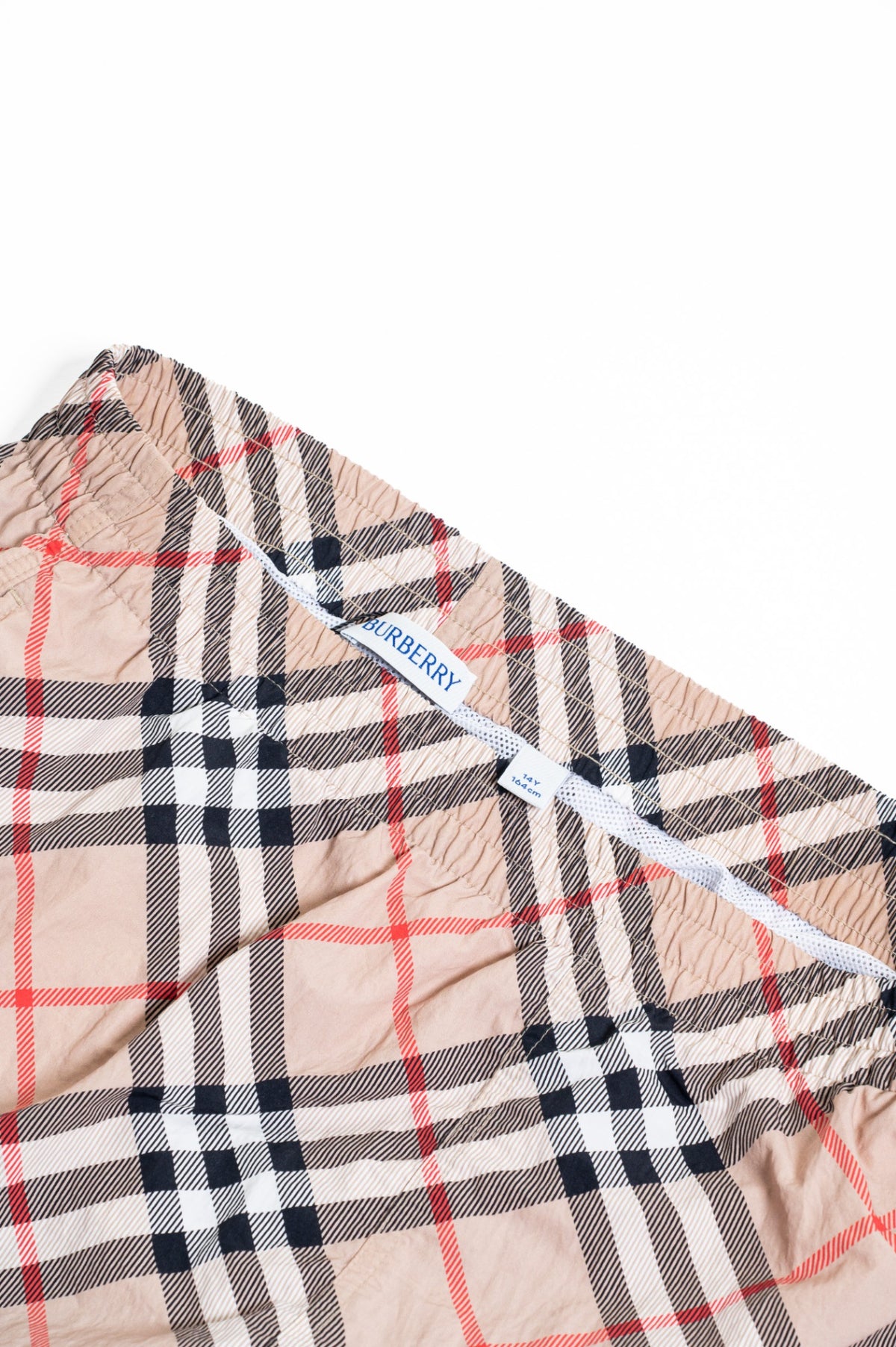 Beige, Black, Red Classic Check Boy's Swim Trunks