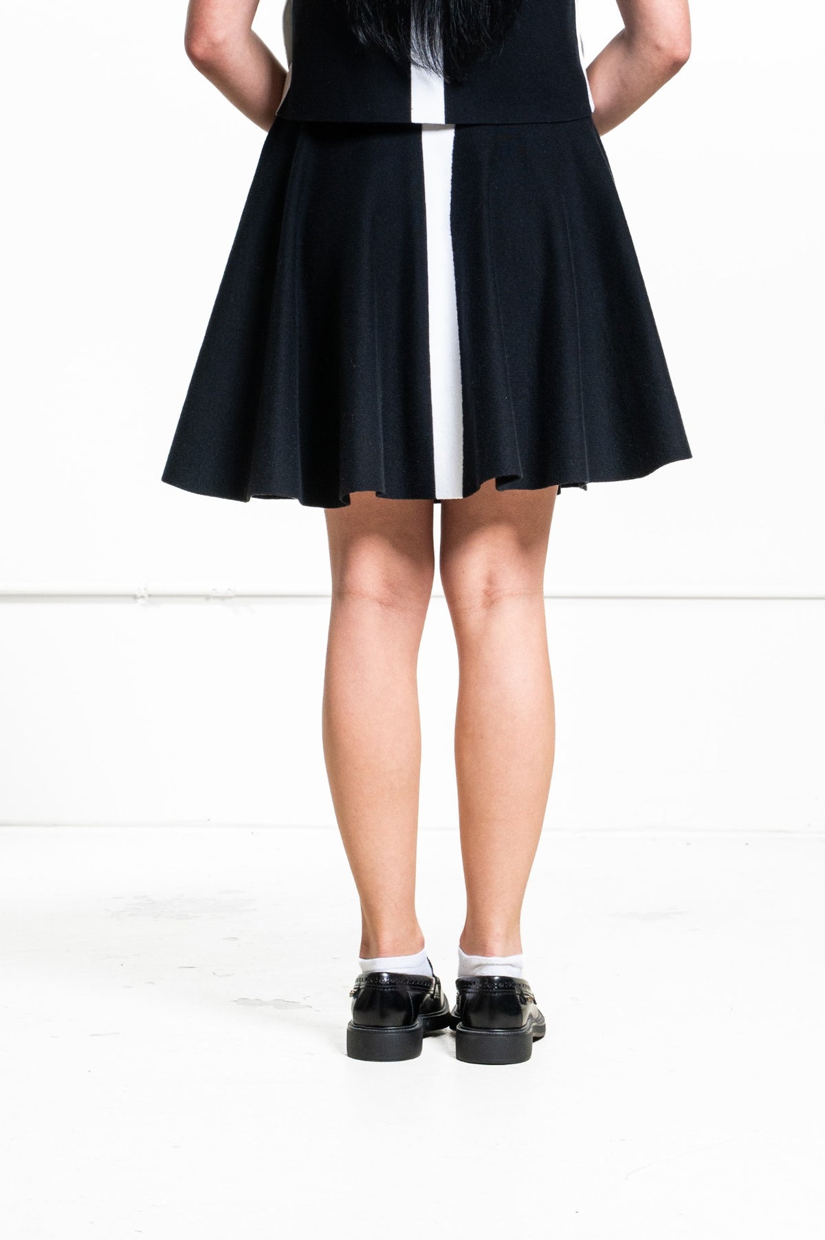 Black Knit Flare Mini Skirt