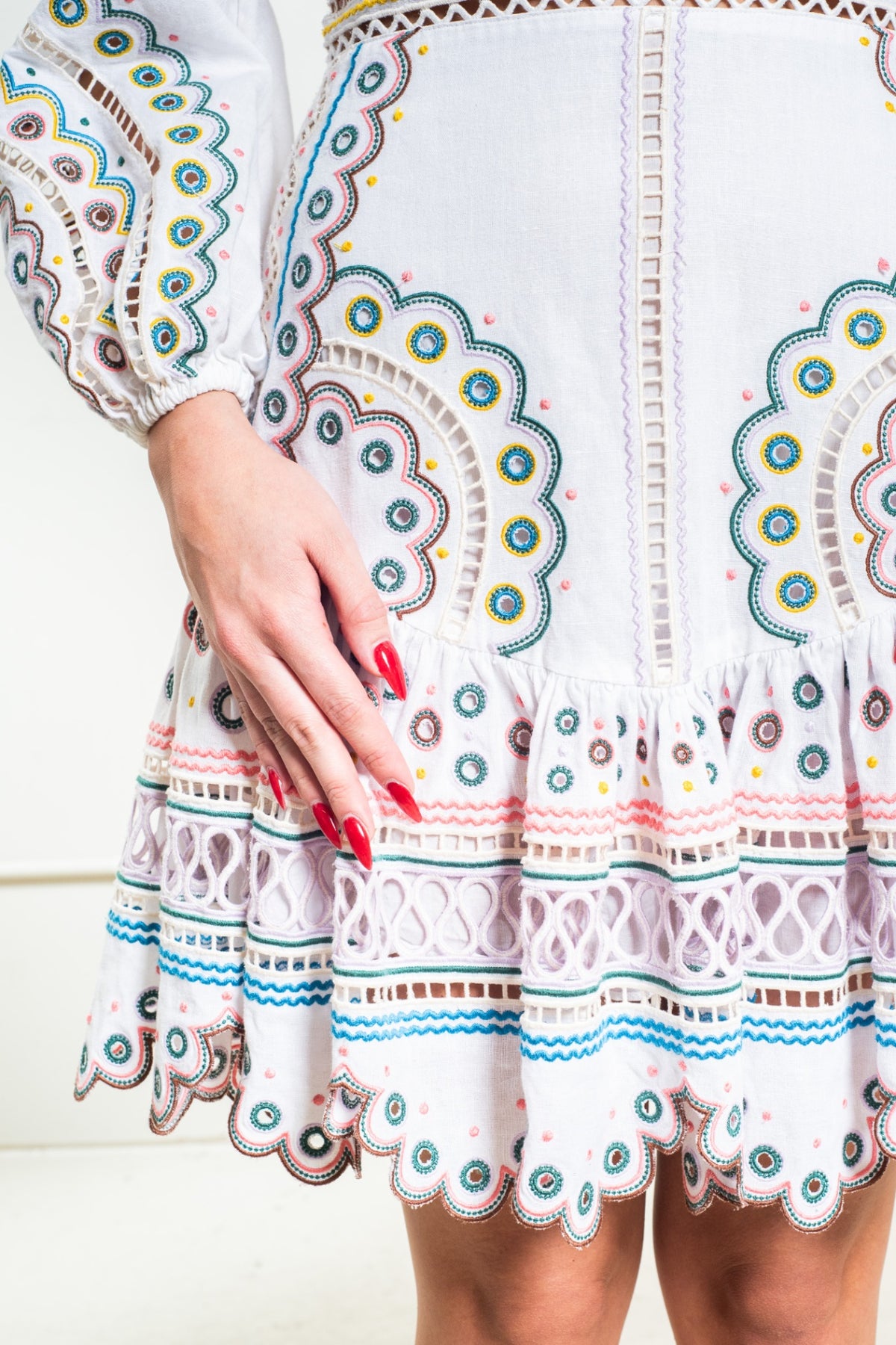 White Peggy Multi Short Dress