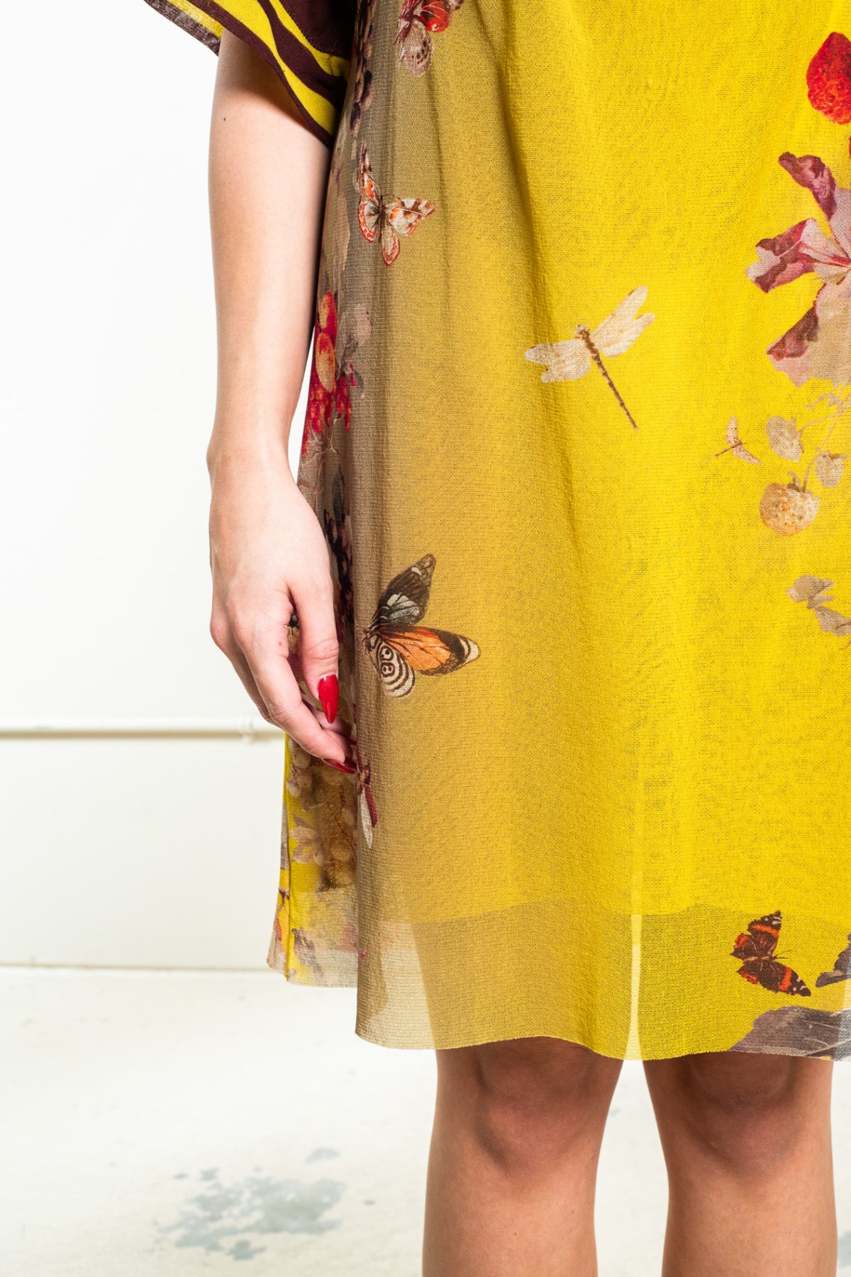 Yellow and Burgundy Butterfly Dress