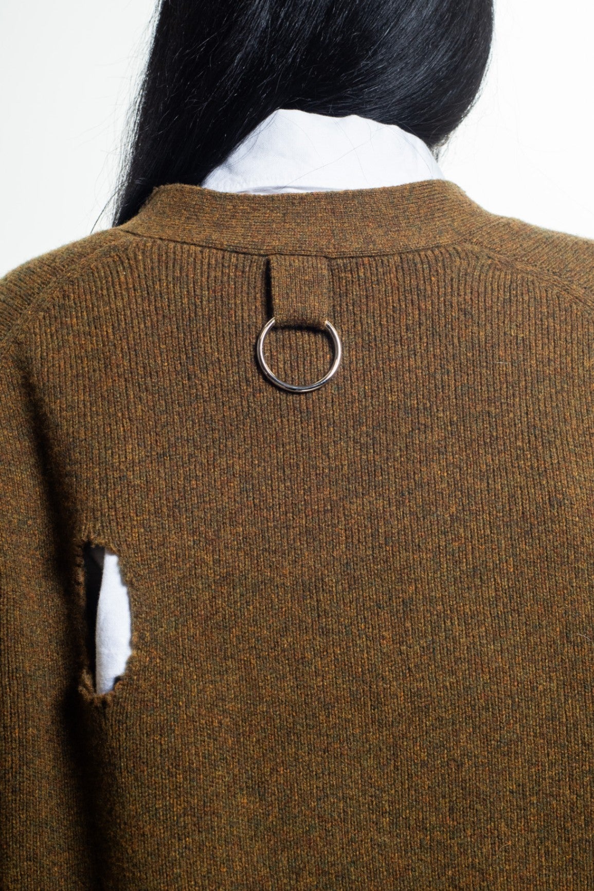 Olive green Distressed Cardigan