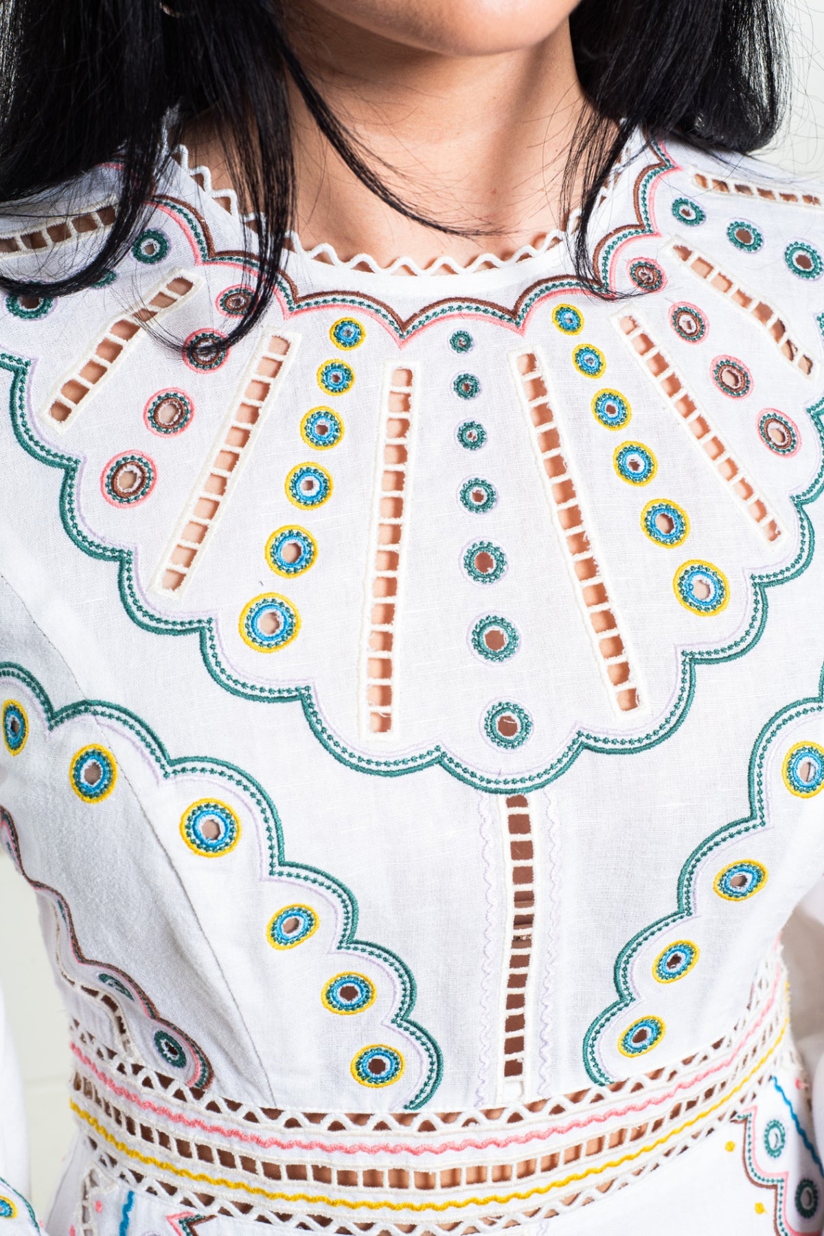 White Peggy Multi Short Dress
