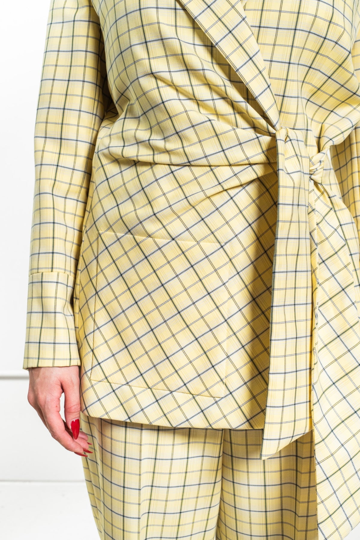 Yellow Plaid Print Blazer