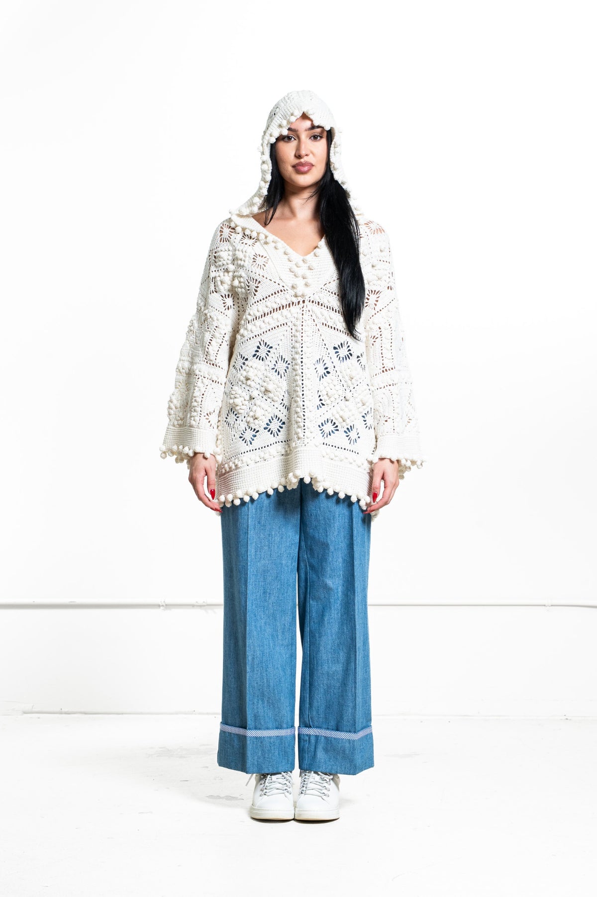 White Wonderland Crochet Hoodie