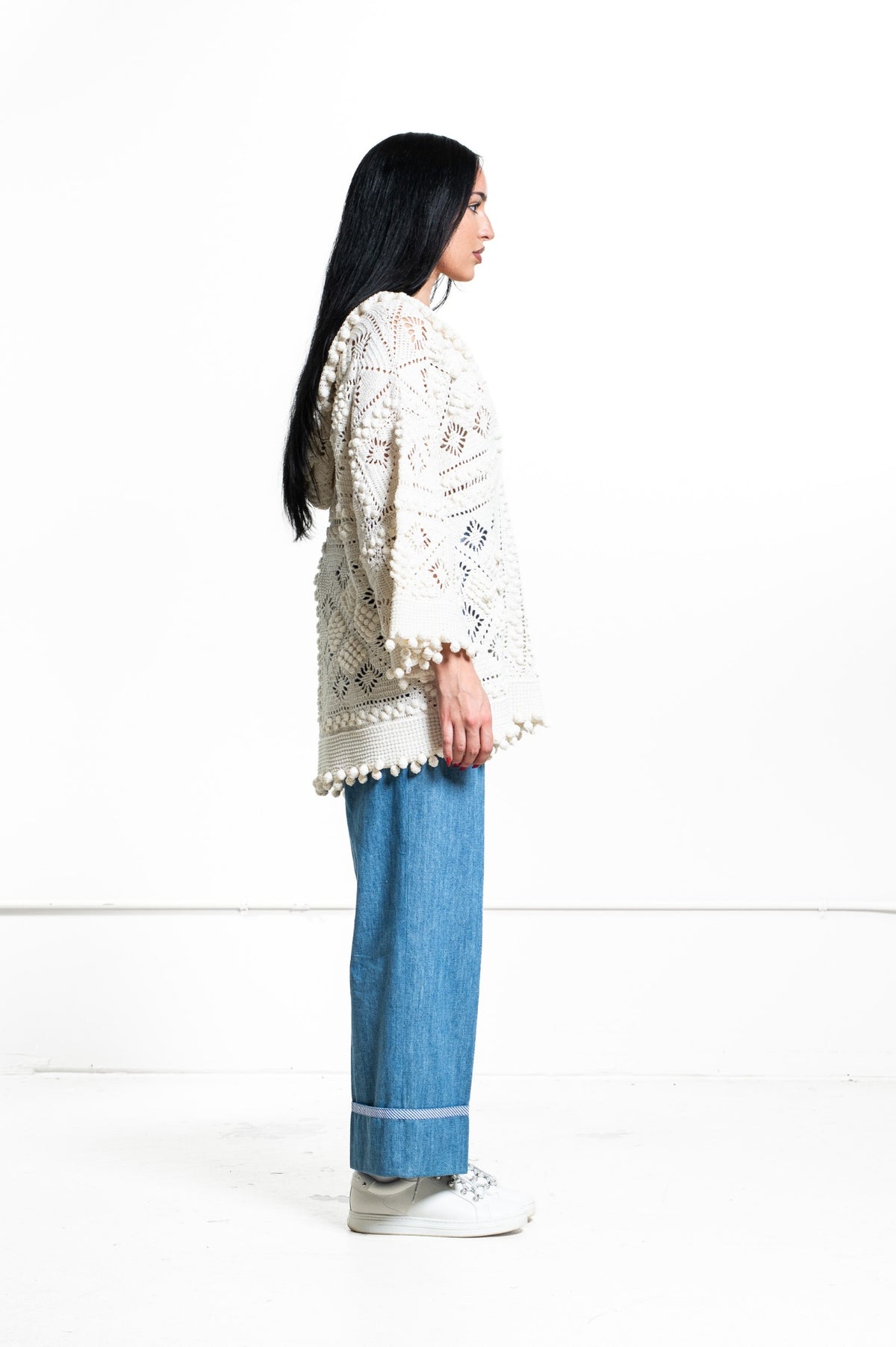 White Wonderland Crochet Hoodie
