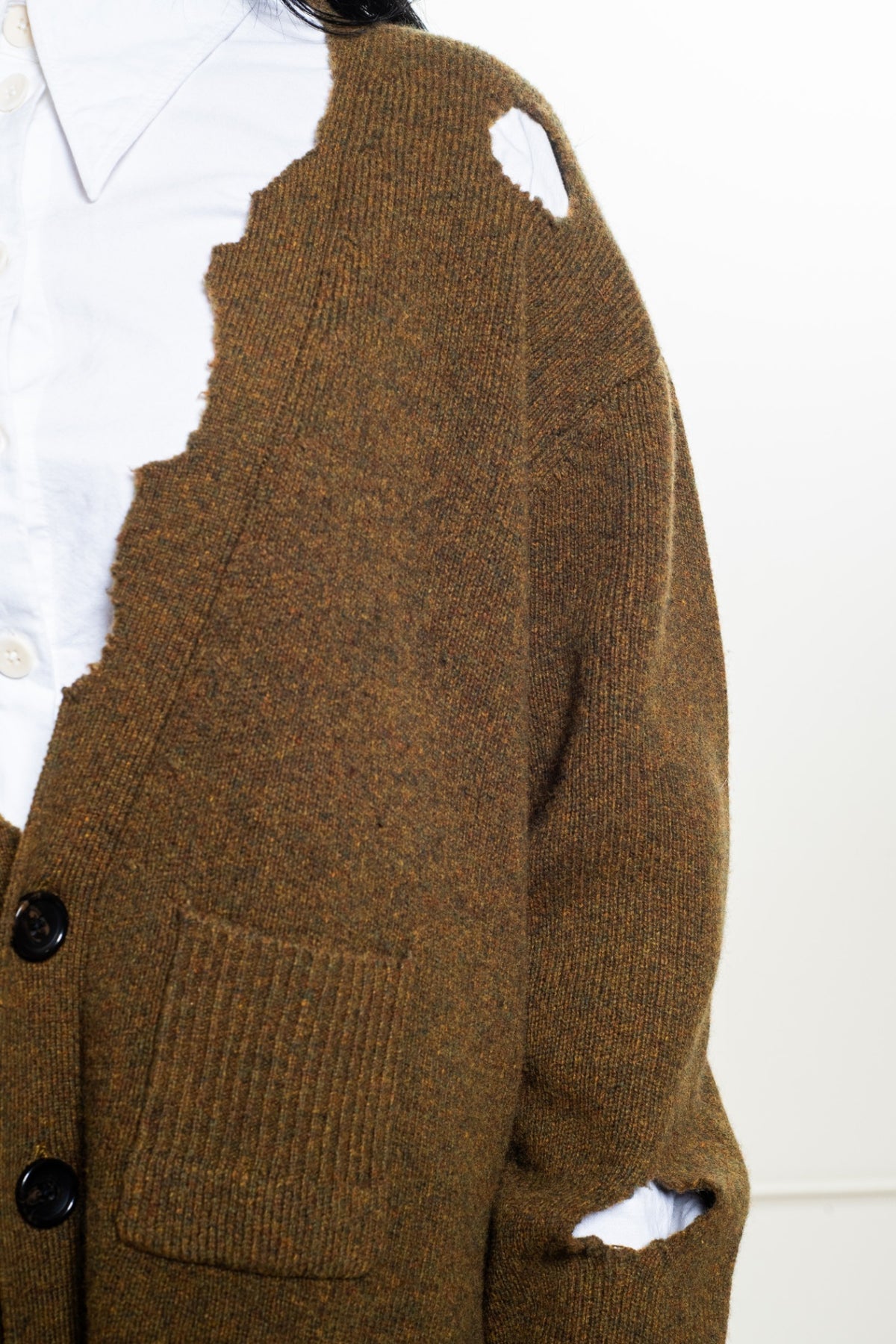Olive green Distressed Cardigan