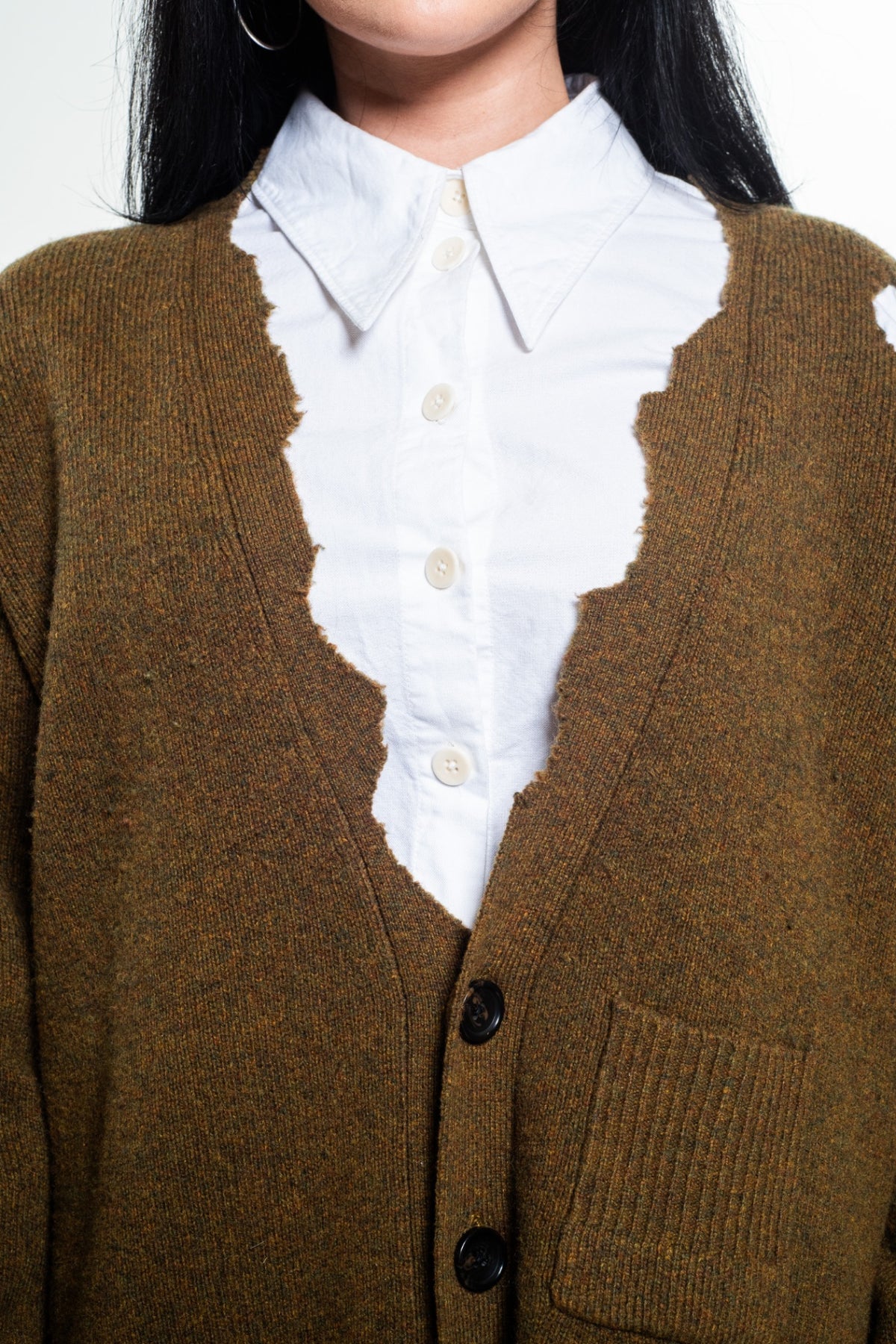 Olive green Distressed Cardigan