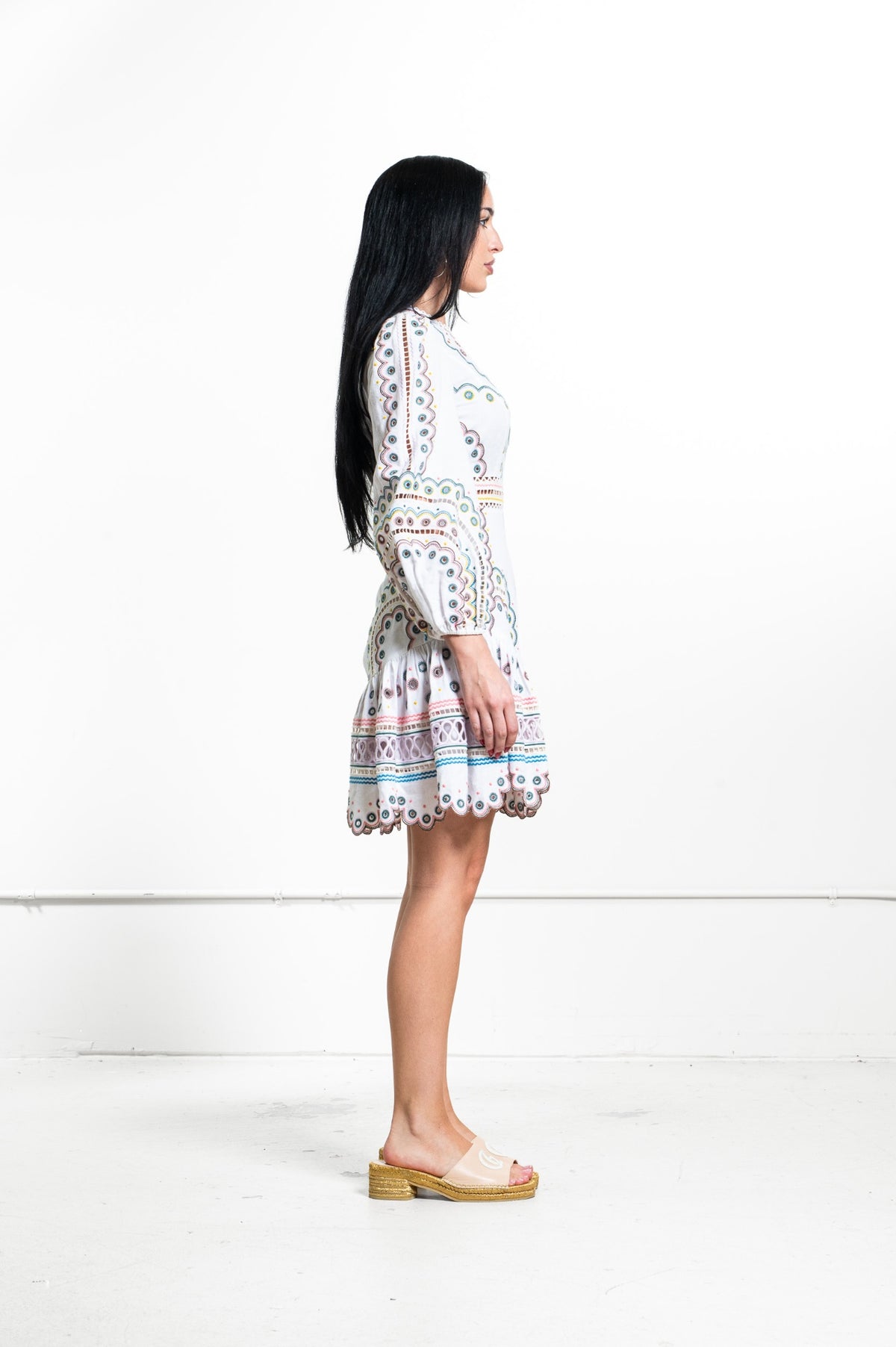 White Peggy Multi Short Dress