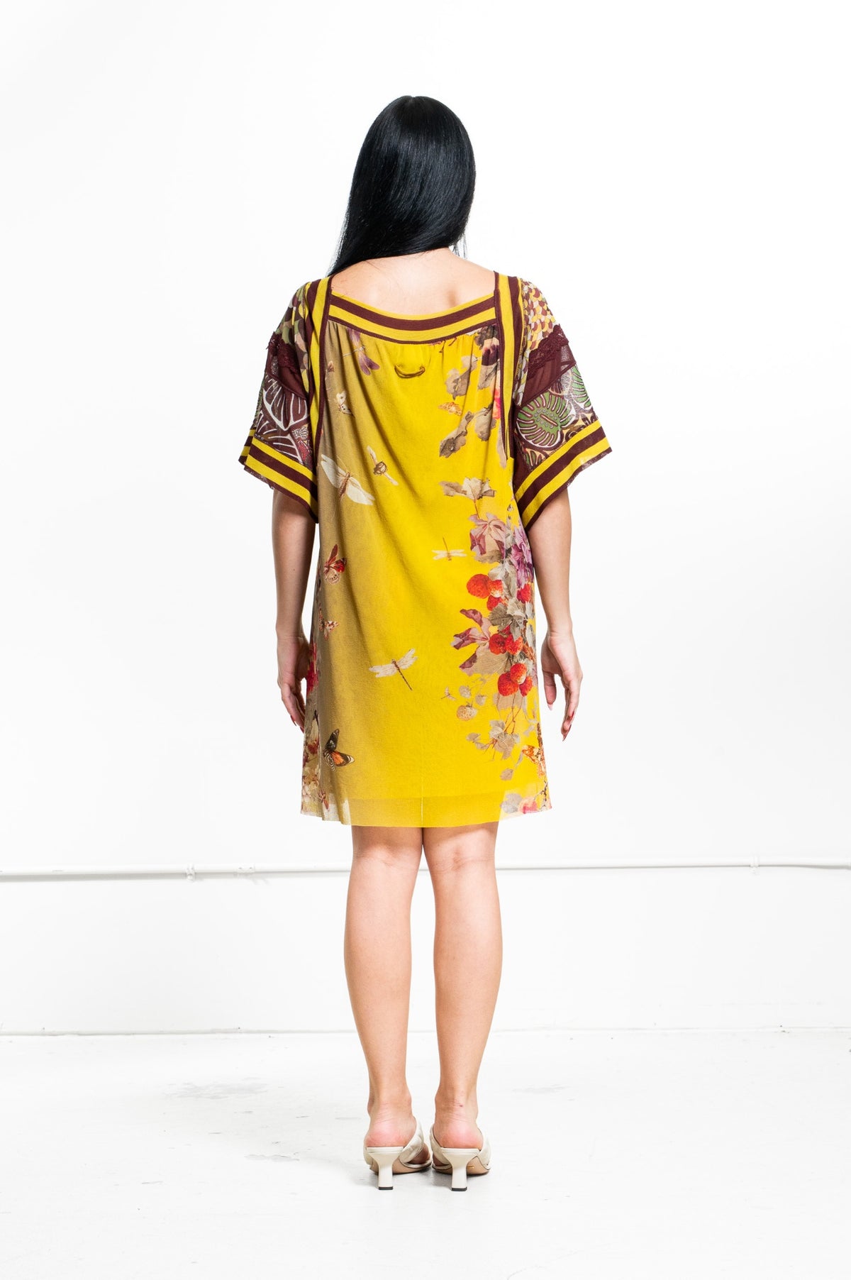 Yellow and Burgundy Butterfly Dress