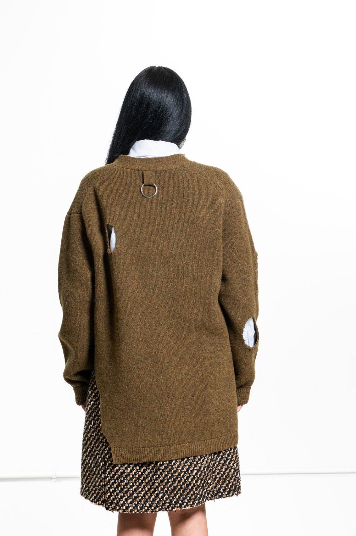 Olive green Distressed Cardigan