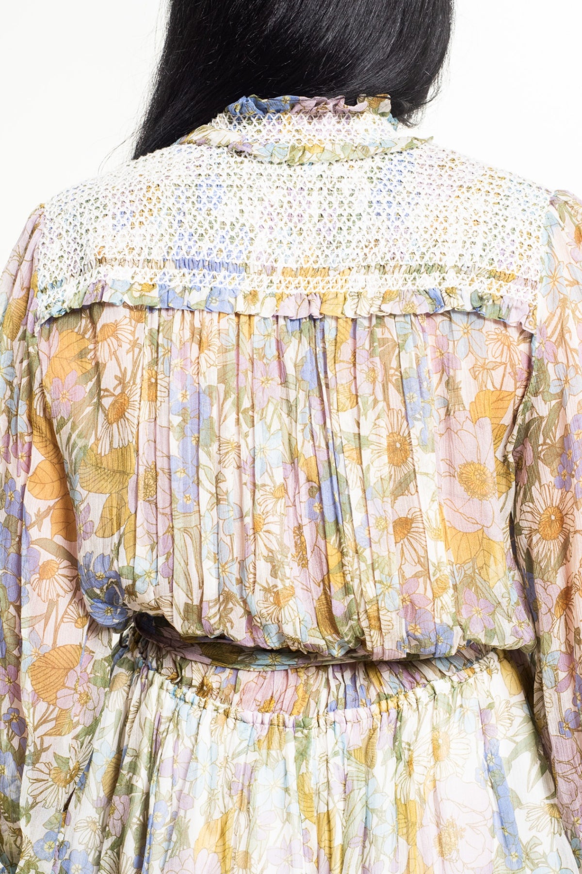 Multicolored Floral Super Eight Silk Long-Sleeve Romper