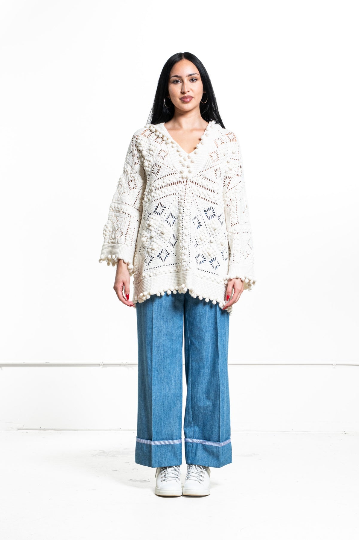 White Wonderland Crochet Hoodie