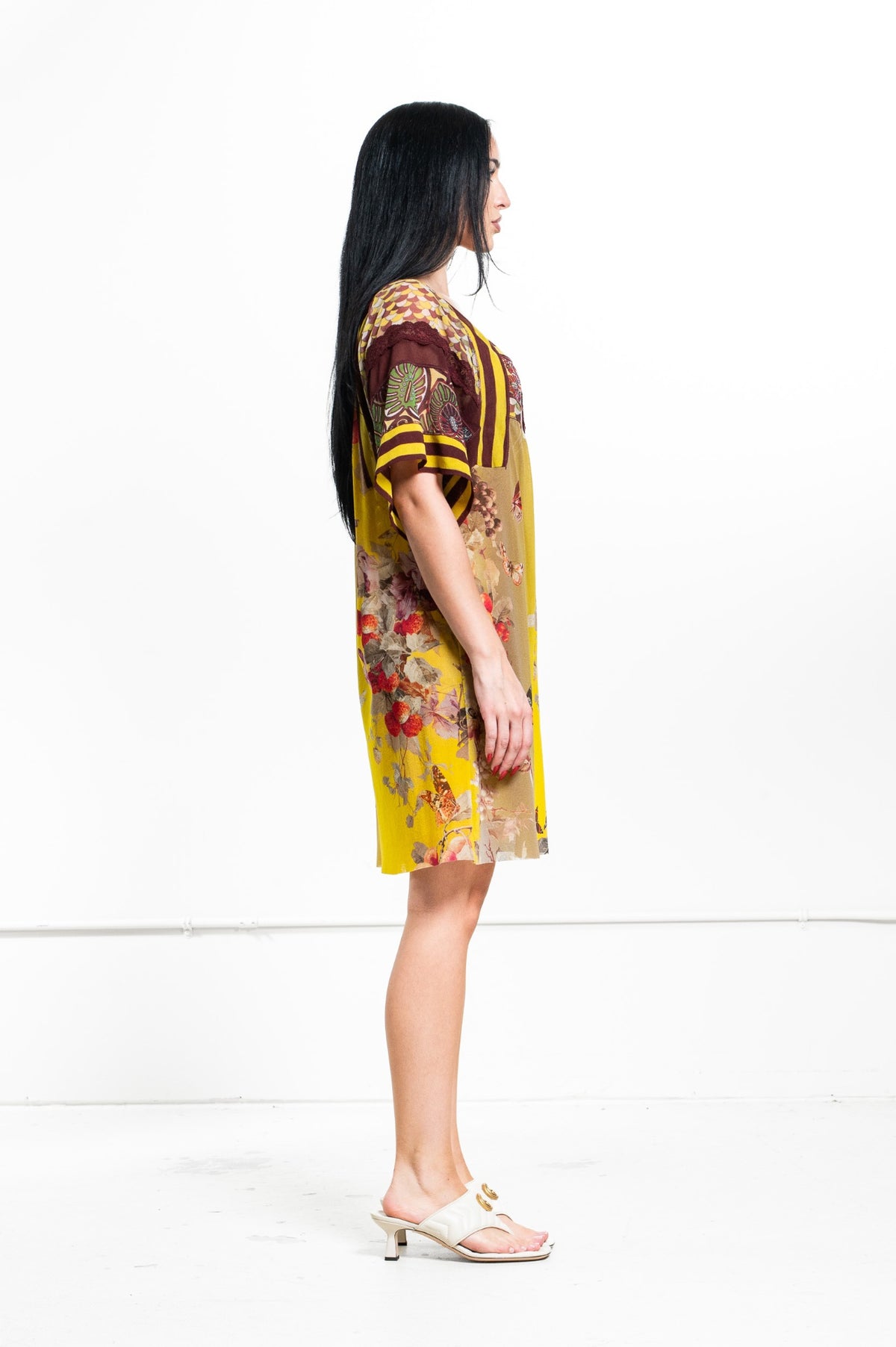 Yellow and Burgundy Butterfly Dress