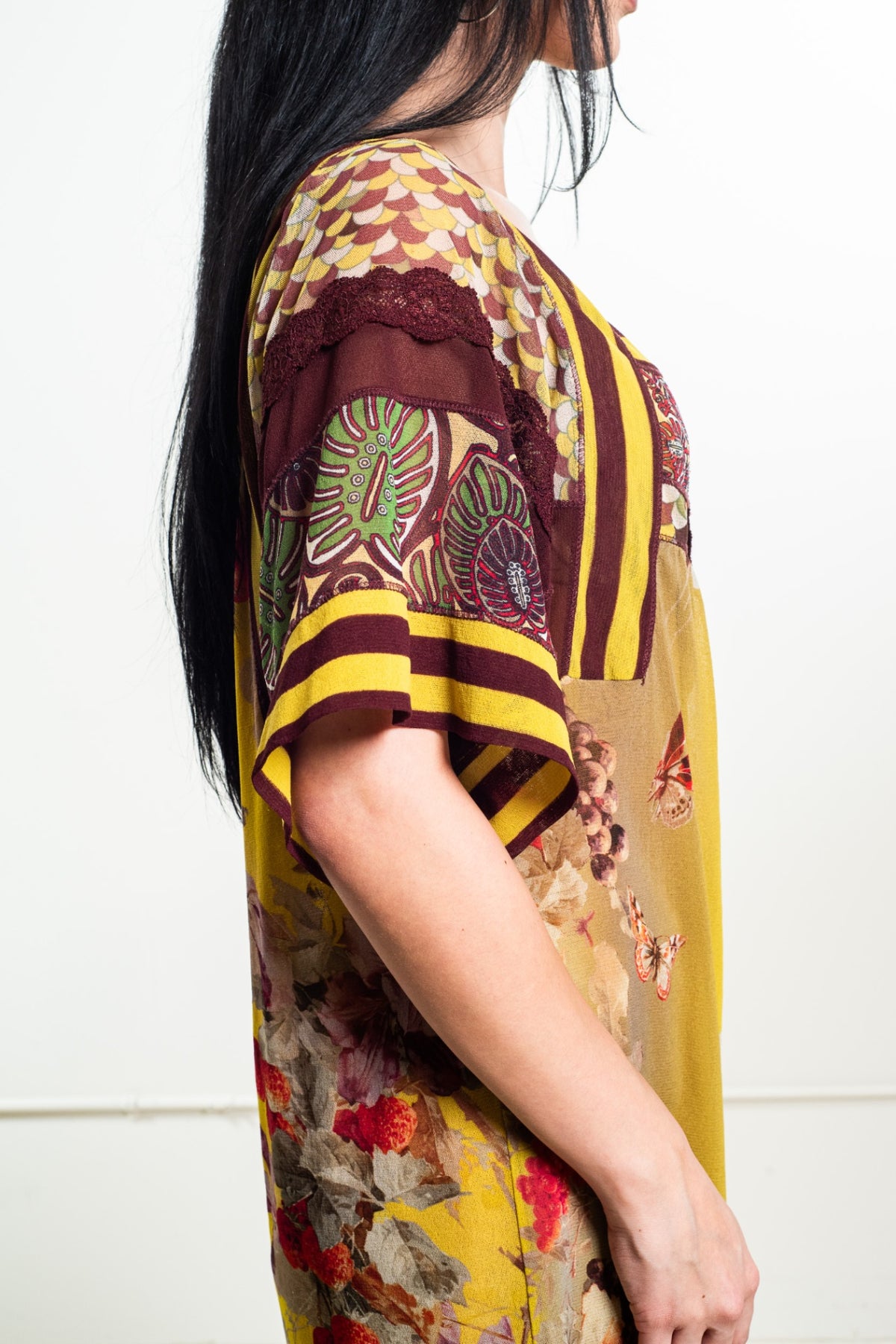 Yellow and Burgundy Butterfly Dress