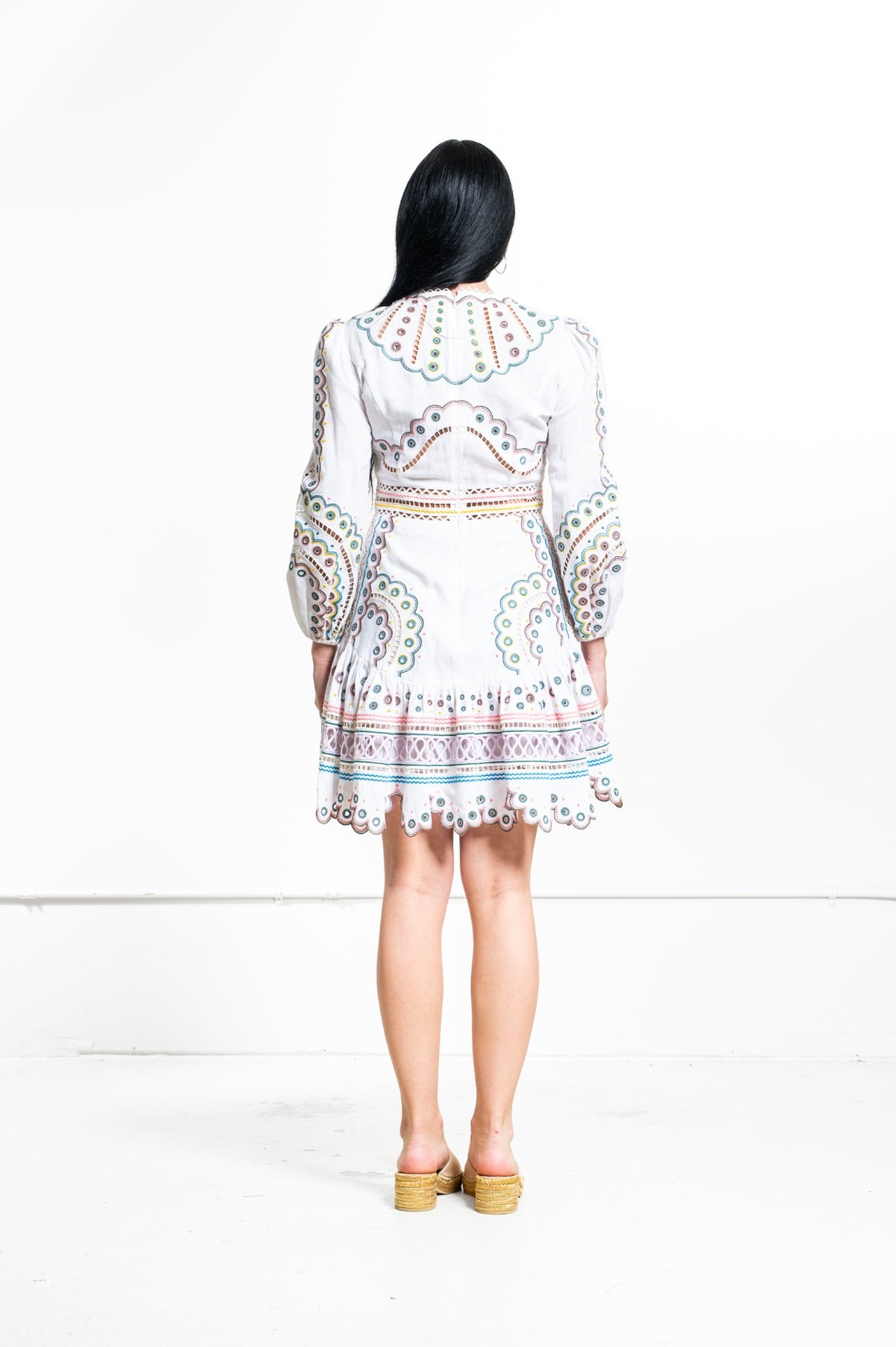 White Peggy Multi Short Dress