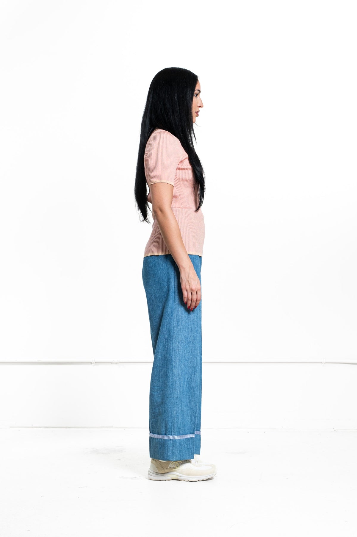Pink Ribbed Polo Top