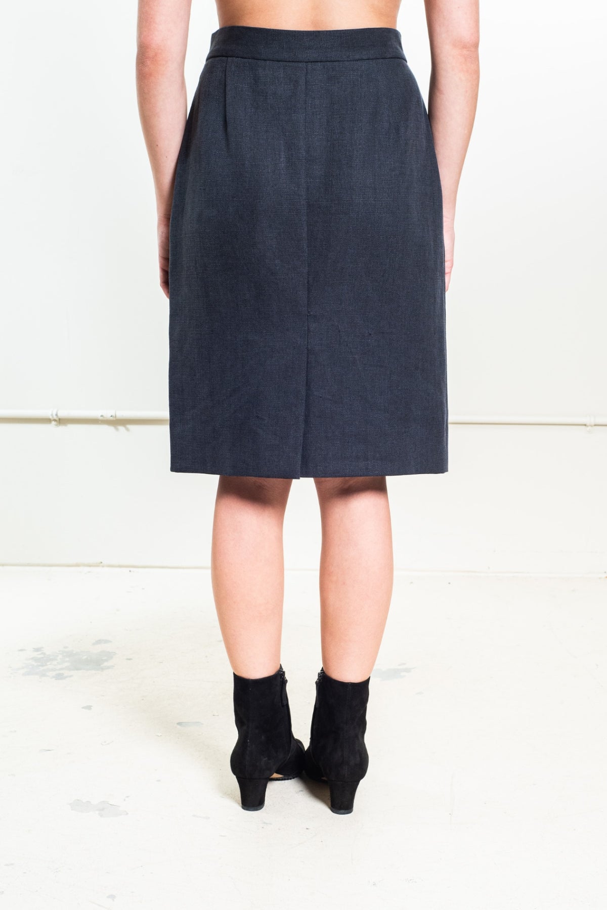 Dark Gray Woven Pencil Skirt