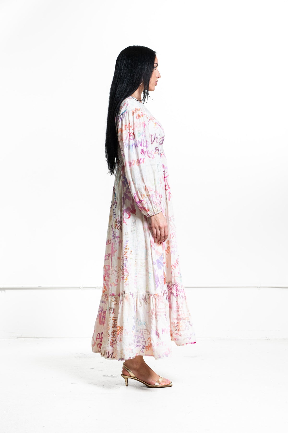 Multicolor Graffiti Print The Dancer Panelled Bodice Dress